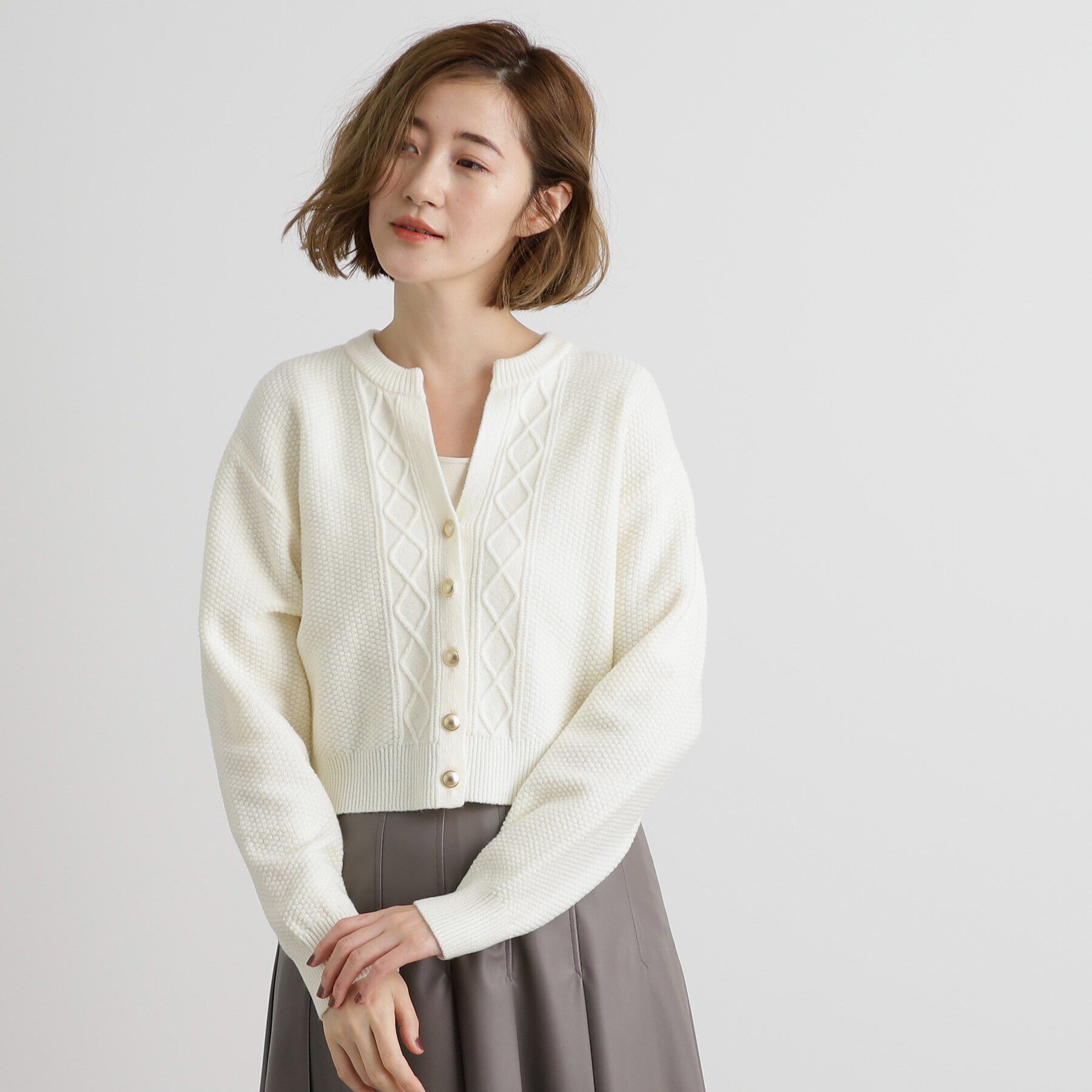grove「スリットネッククロップドカーディガン」|カーディガン|