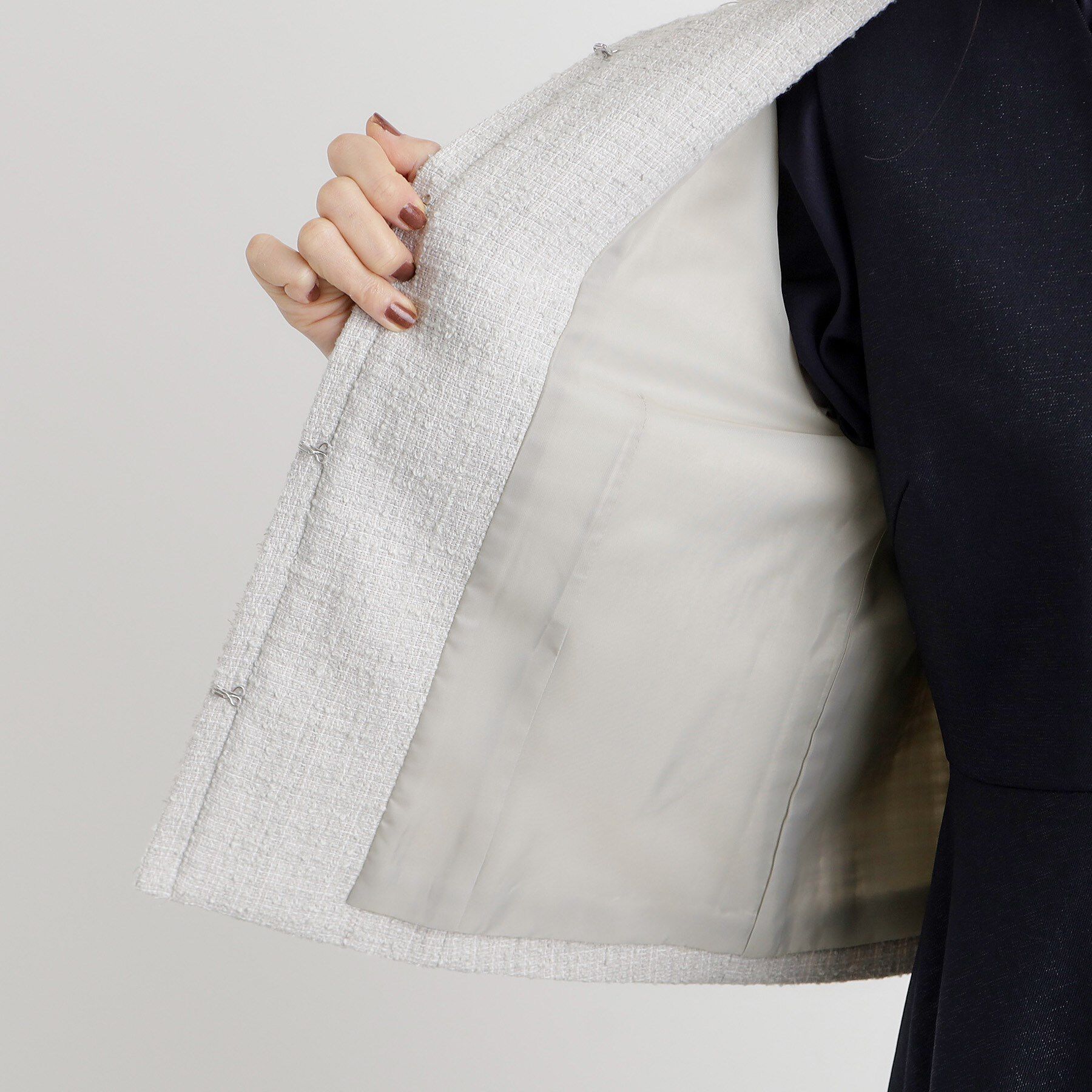 grove「【雑誌掲載】ツイードコンパクトジャケット」|ノーカラージャケット|