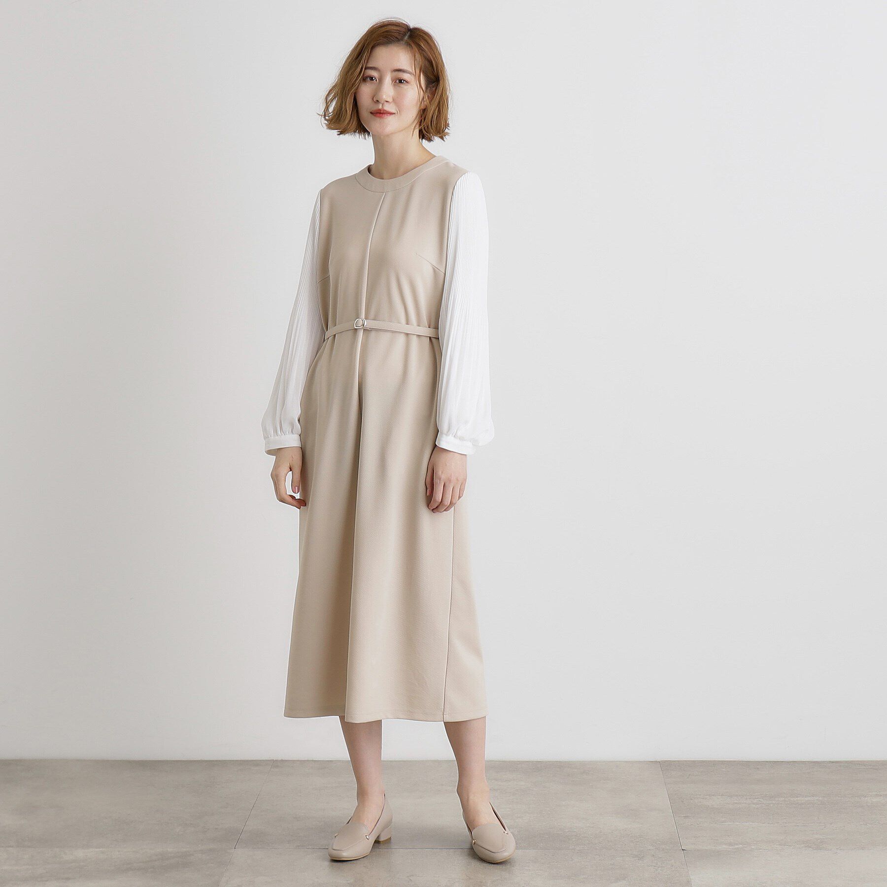 grove「ベルト付き袖プリーツサックワンピース」|ワンピース|