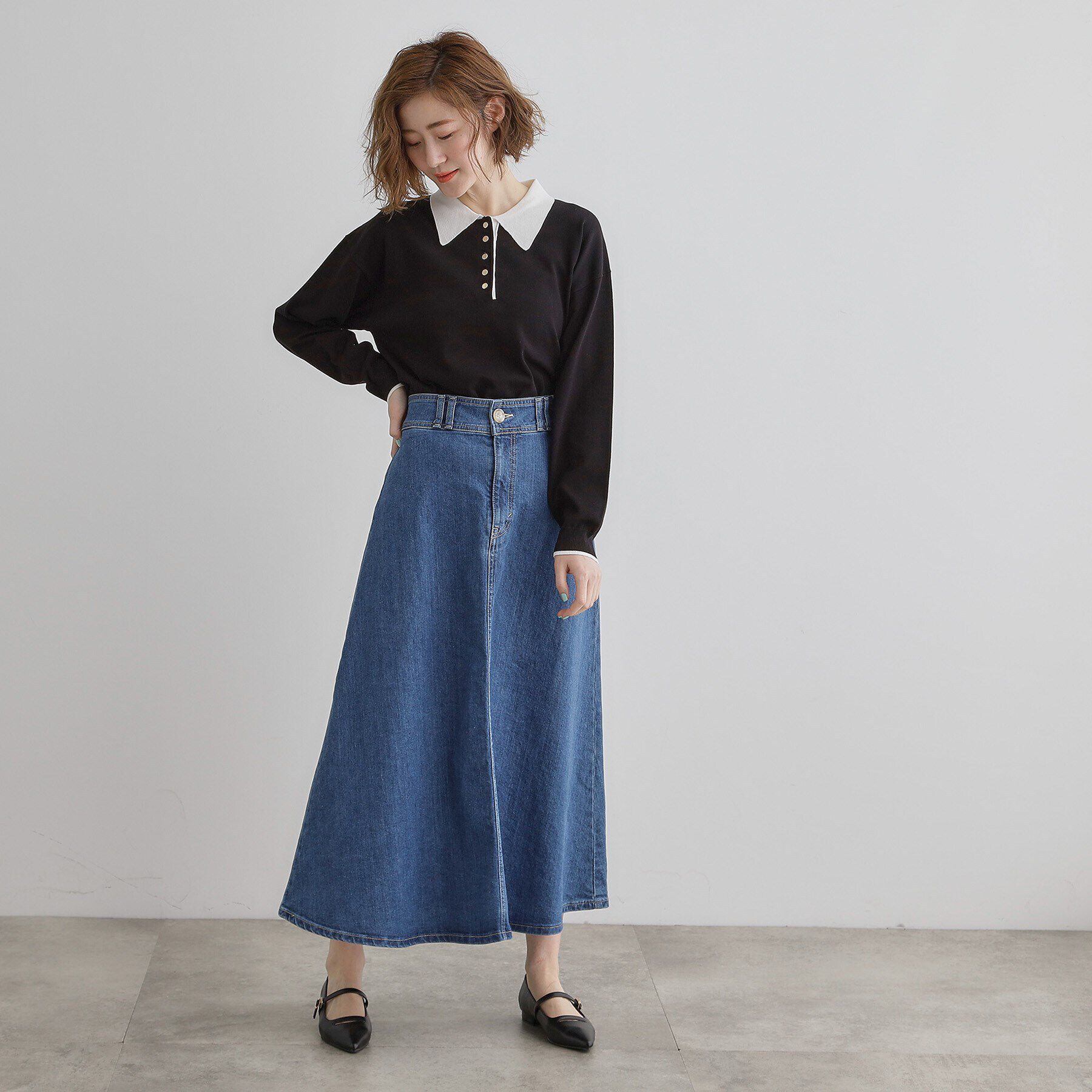 grove「配色ポロニットプルオーバー」|ニット・セーター|