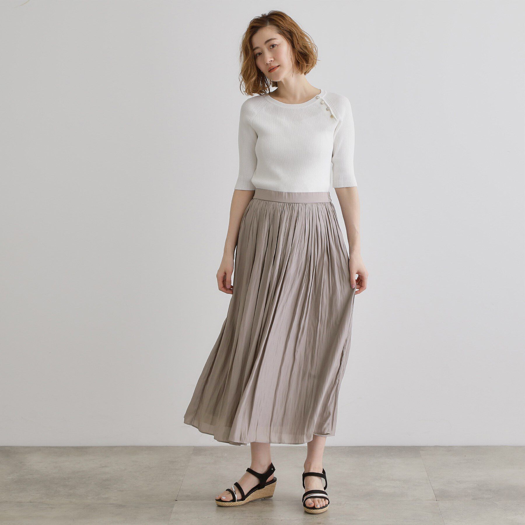 grove「割線サテンギャザースカート」|スカート|