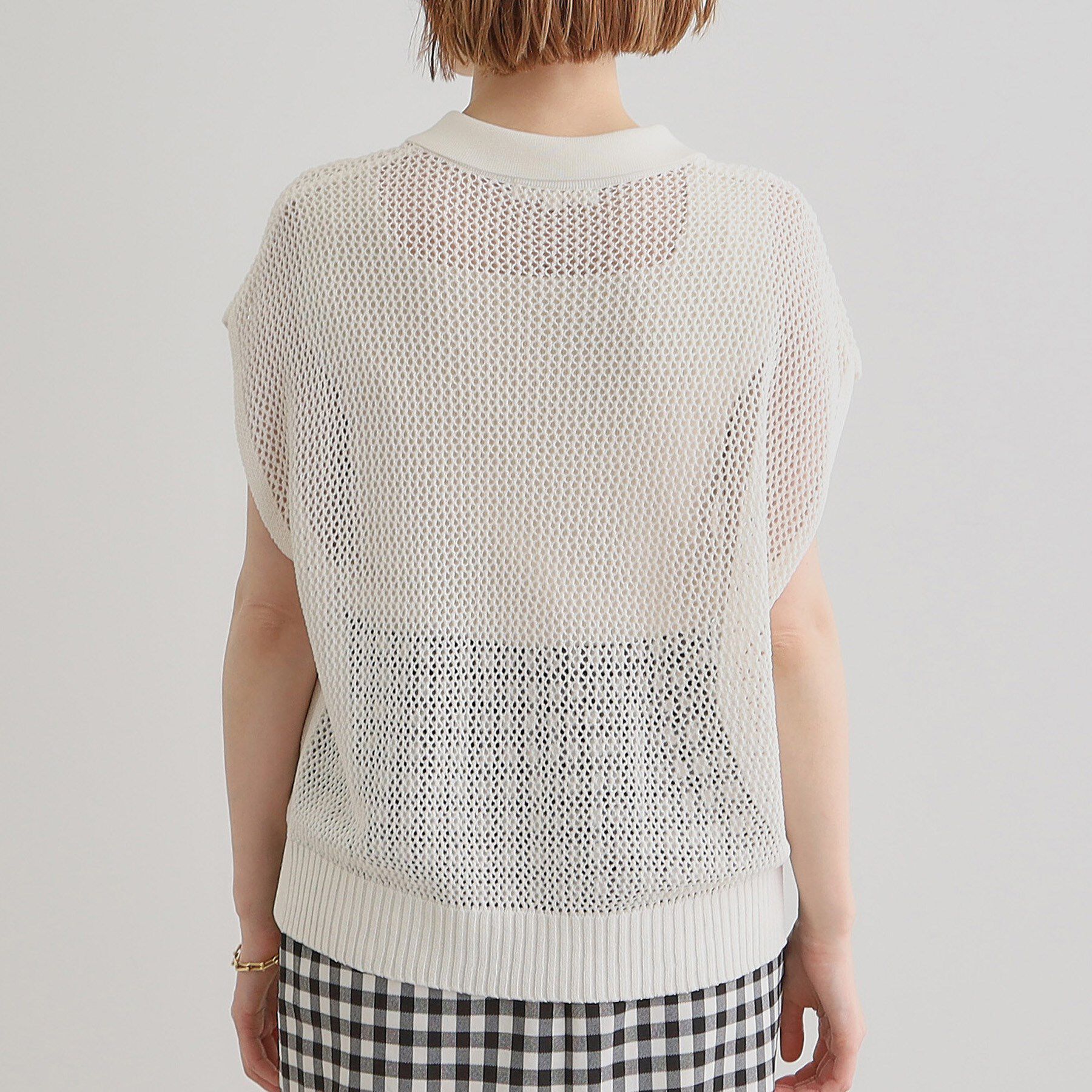 grove「取り入れるだけで旬顔 メッシュ編みポロニット」|ニット・セーター|