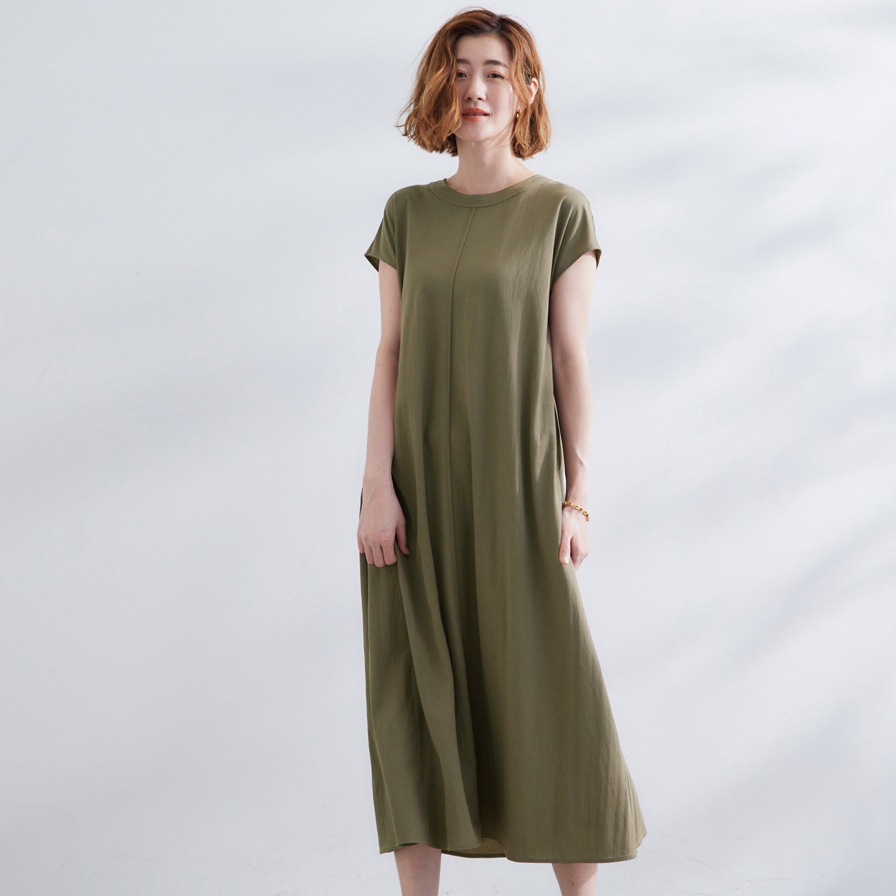 grove「【冷感・UV】モクロディフレンチスリーブワンピース」|ワンピース|