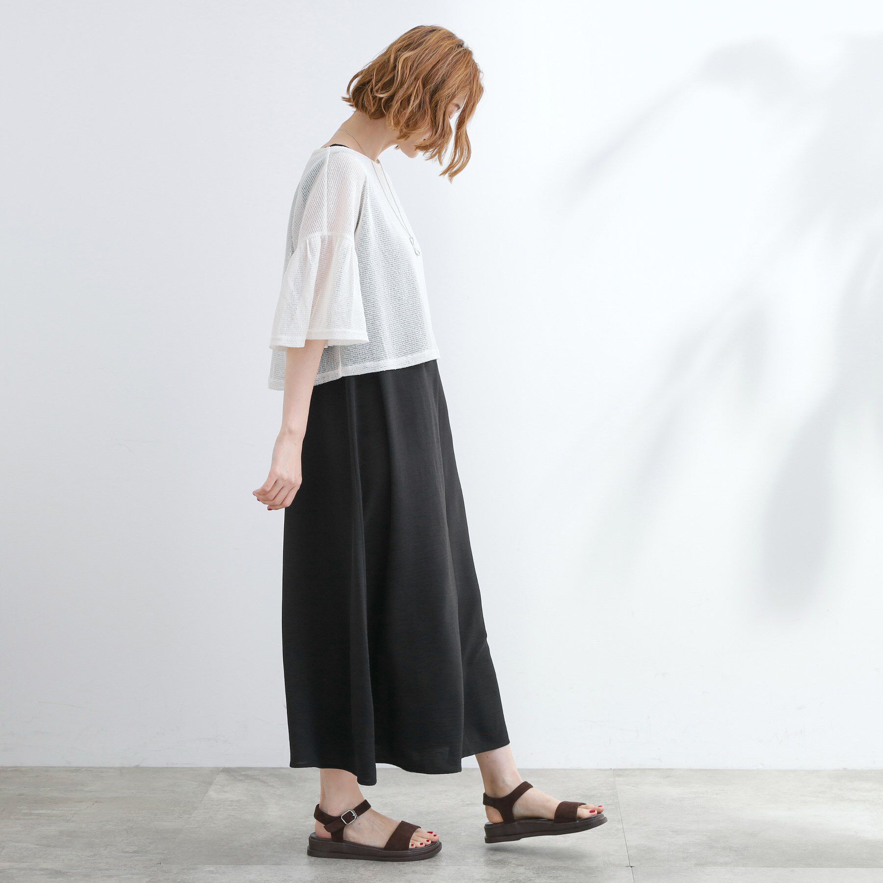 grove「着回し◎夏に嬉しいSET　メッシュブラウス&times;フレアワンピース」|ワンピース|