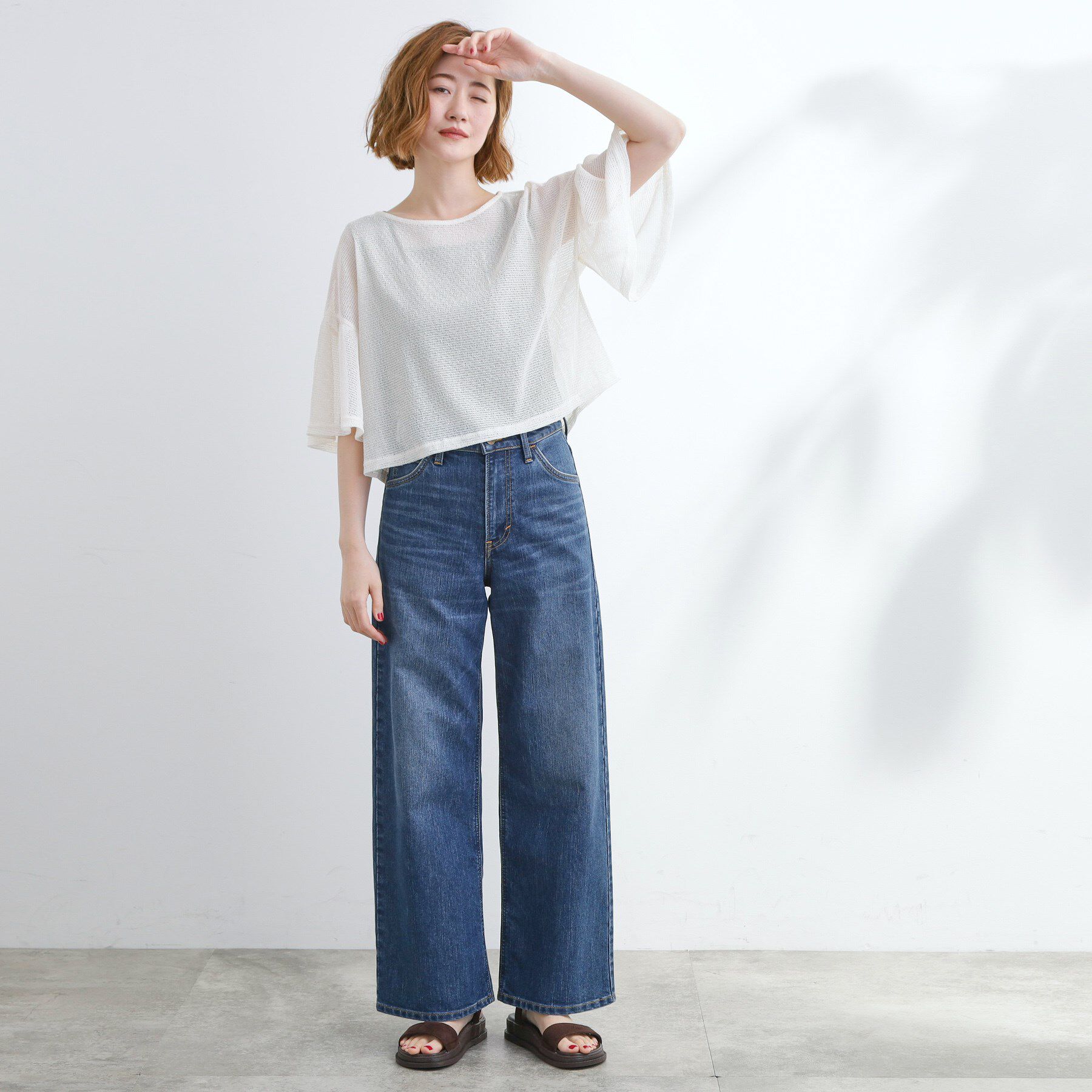 grove「着回し◎夏に嬉しいSET　メッシュブラウス&times;フレアワンピース」|ワンピース|