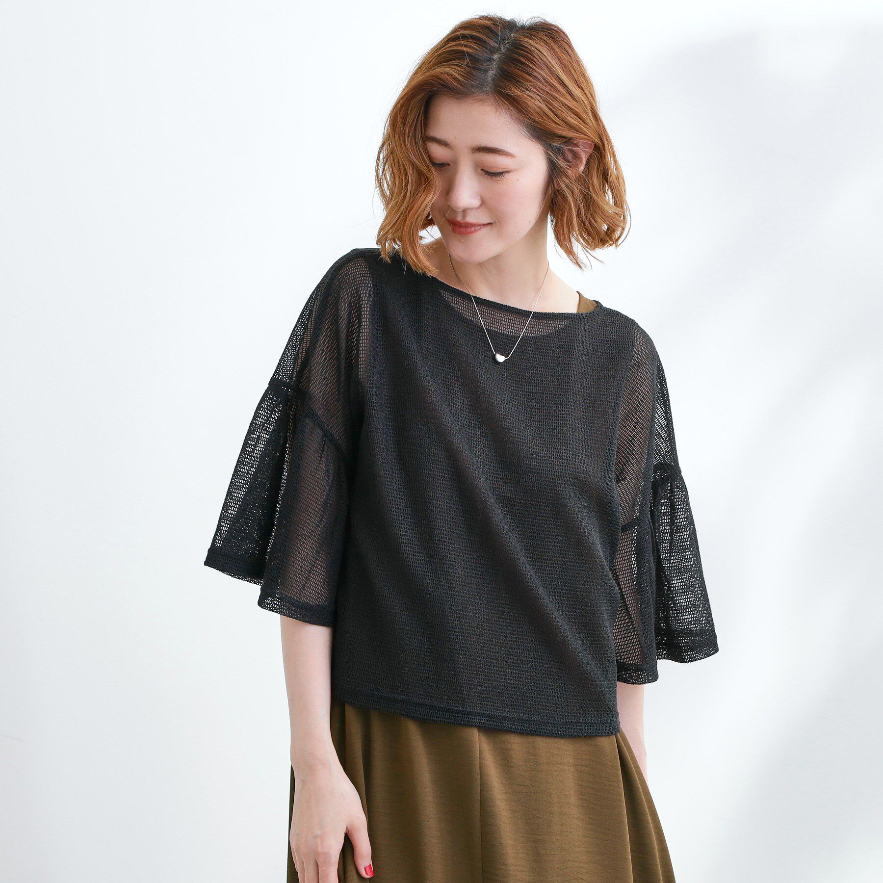 grove「着回し◎夏に嬉しいSET　メッシュブラウス&times;フレアワンピース」|ワンピース|