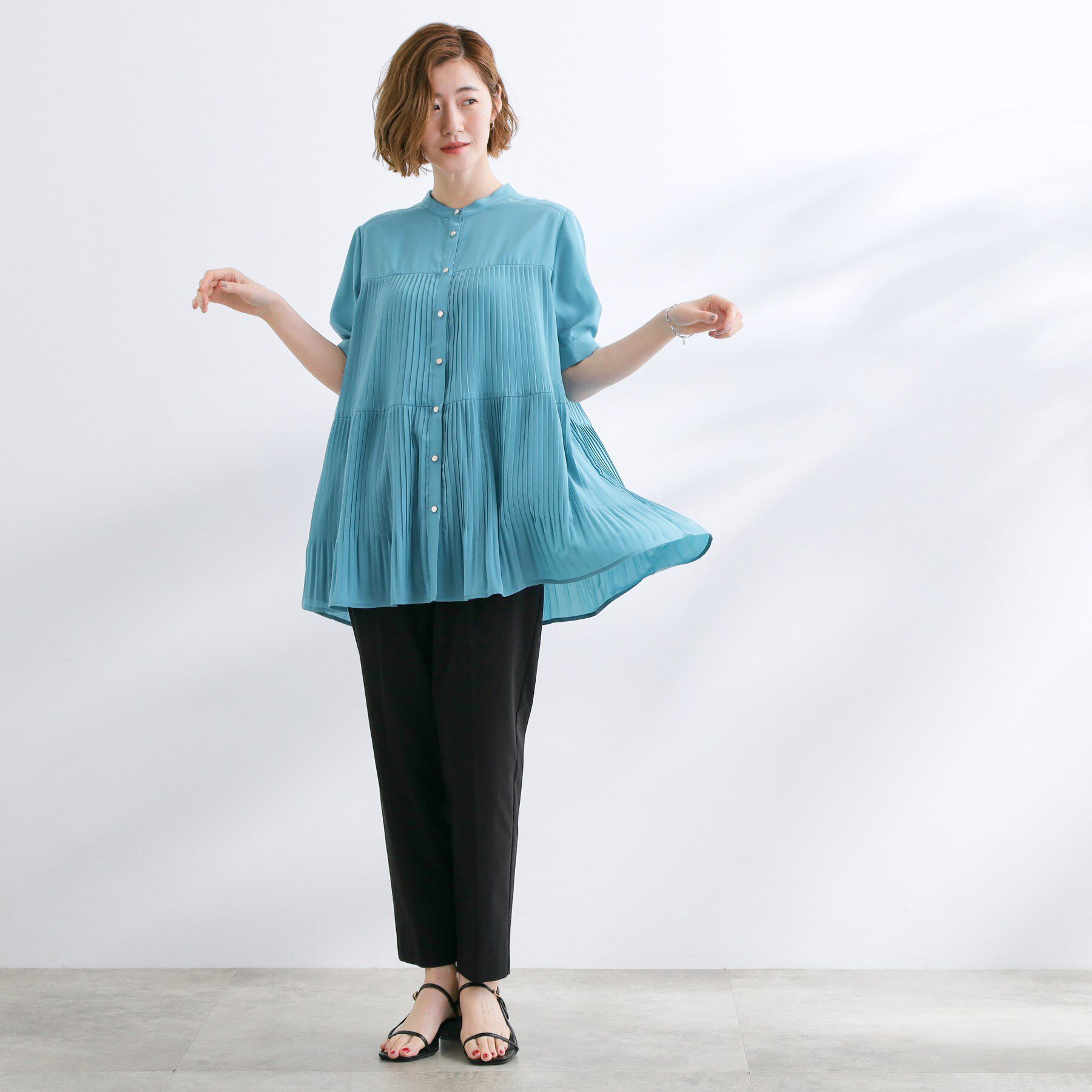 grove「【体型カバー】ラフに着たい　ティアードプリーツブラウス」|シャツ・ブラウス|