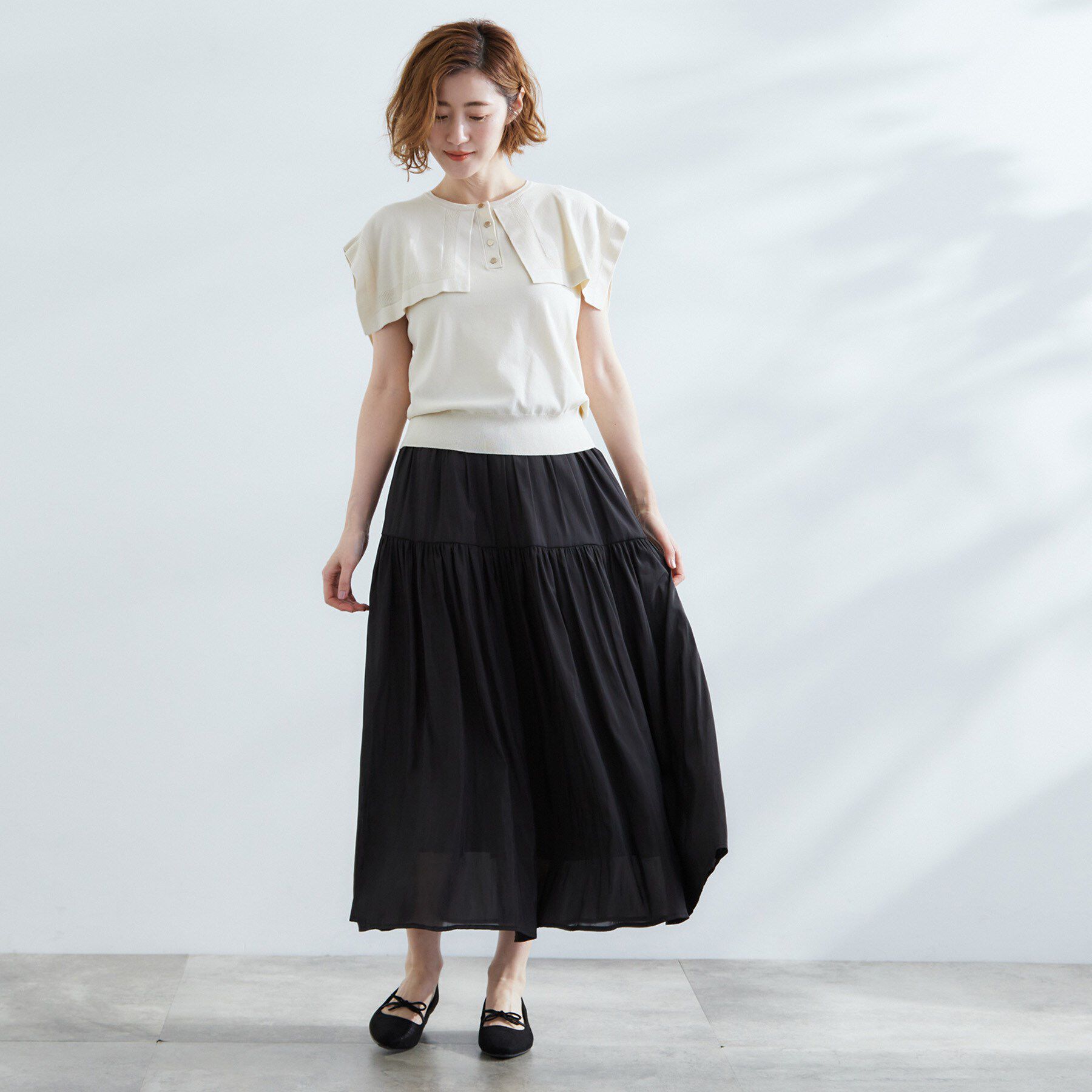 grove「【2点SET】可愛く着まわせる！便利なニットベスト＆スカートセット」|スーツ|