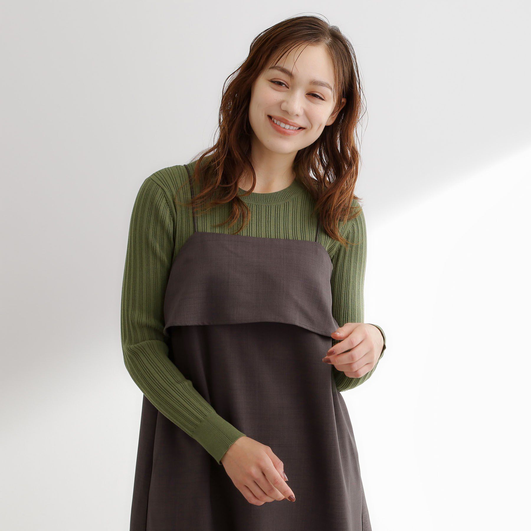 grove「【毛玉軽減】配色ラインランダムリブニット」|ニット・セーター|