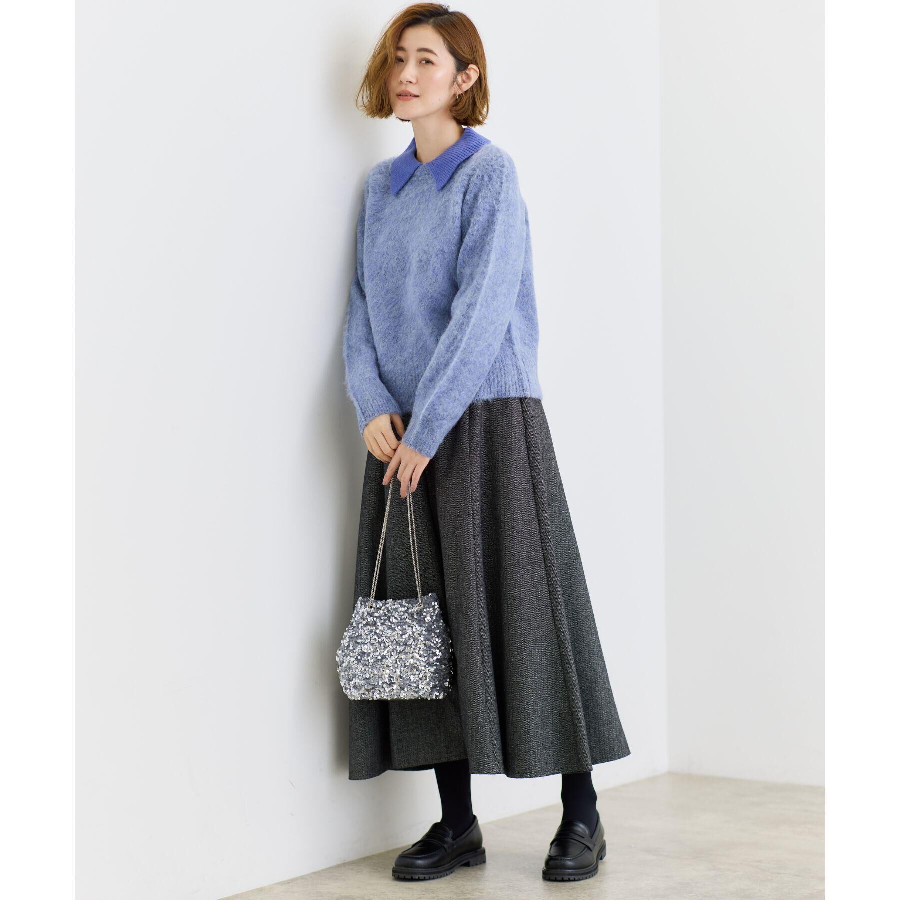 grove「異素材ビッグカラーニット」|ニット・セーター|