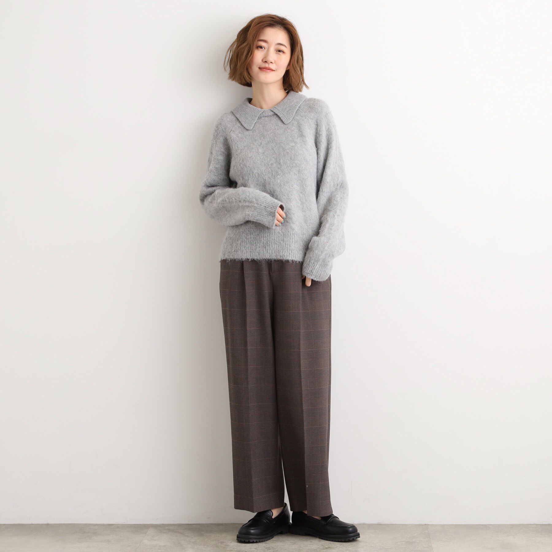 grove「異素材ビッグカラーニット」|ニット・セーター|