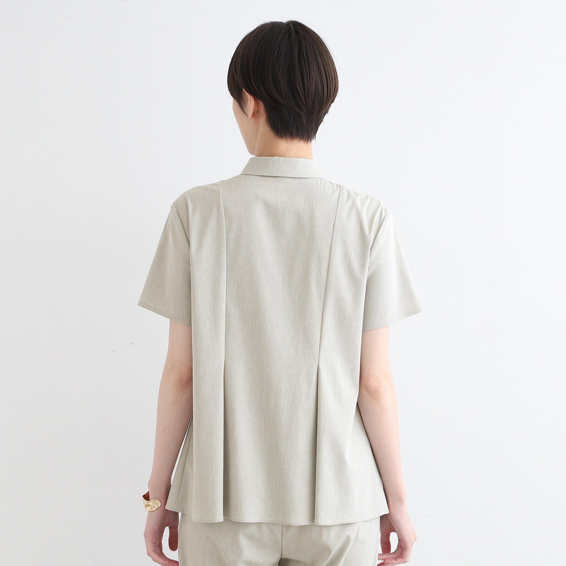 INDIVI「【洗える／UVケア／接触冷感／SETUP可能】麻混切り替えデザインブラウス」|シャツ・ブラウス|