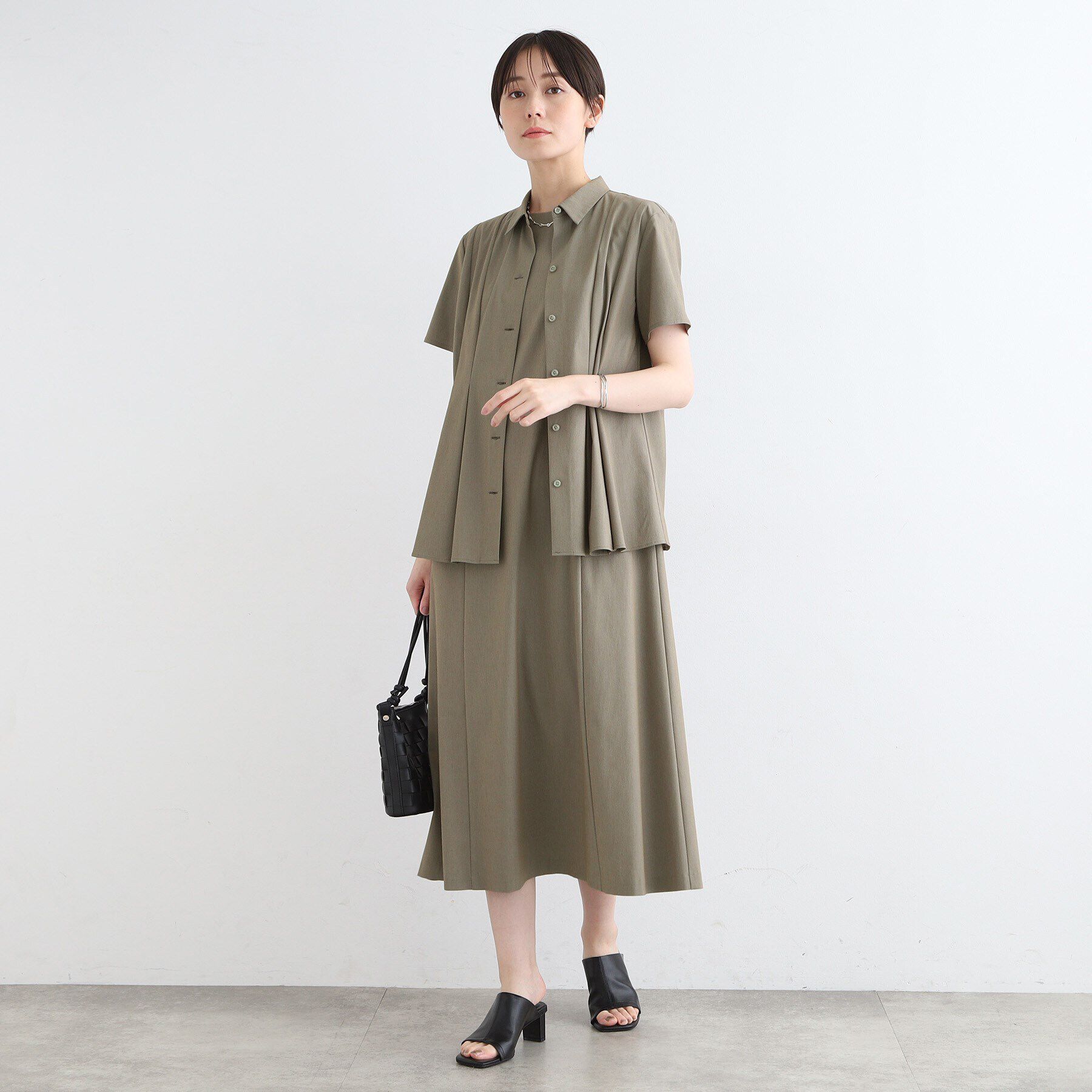 INDIVI「【洗える／UVケア／接触冷感／SETUP可能】麻混切り替えデザインブラウス」|シャツ・ブラウス|