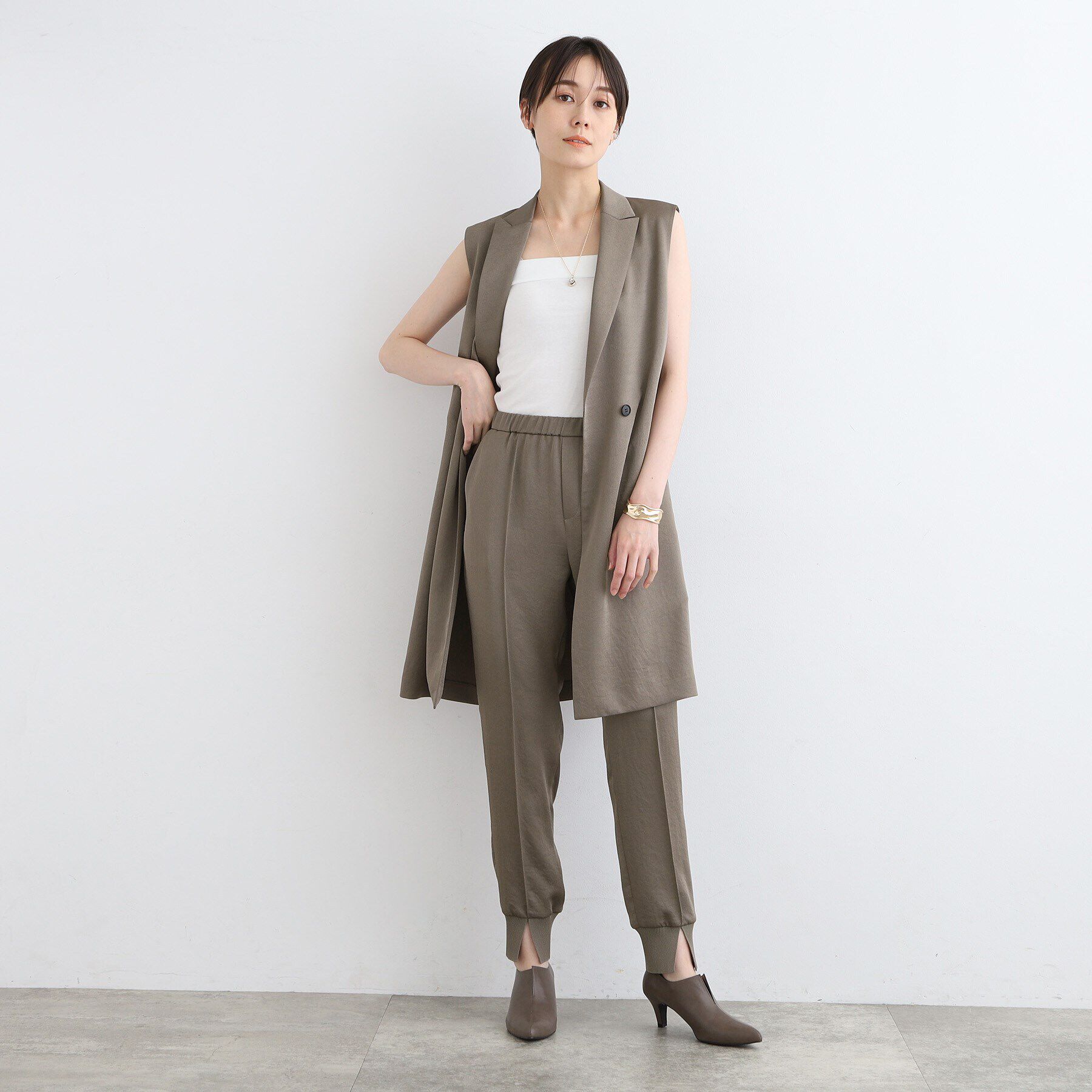 INDIVI「【こなれSETUP／洗える／サテン】ジョグパンツ」|その他|