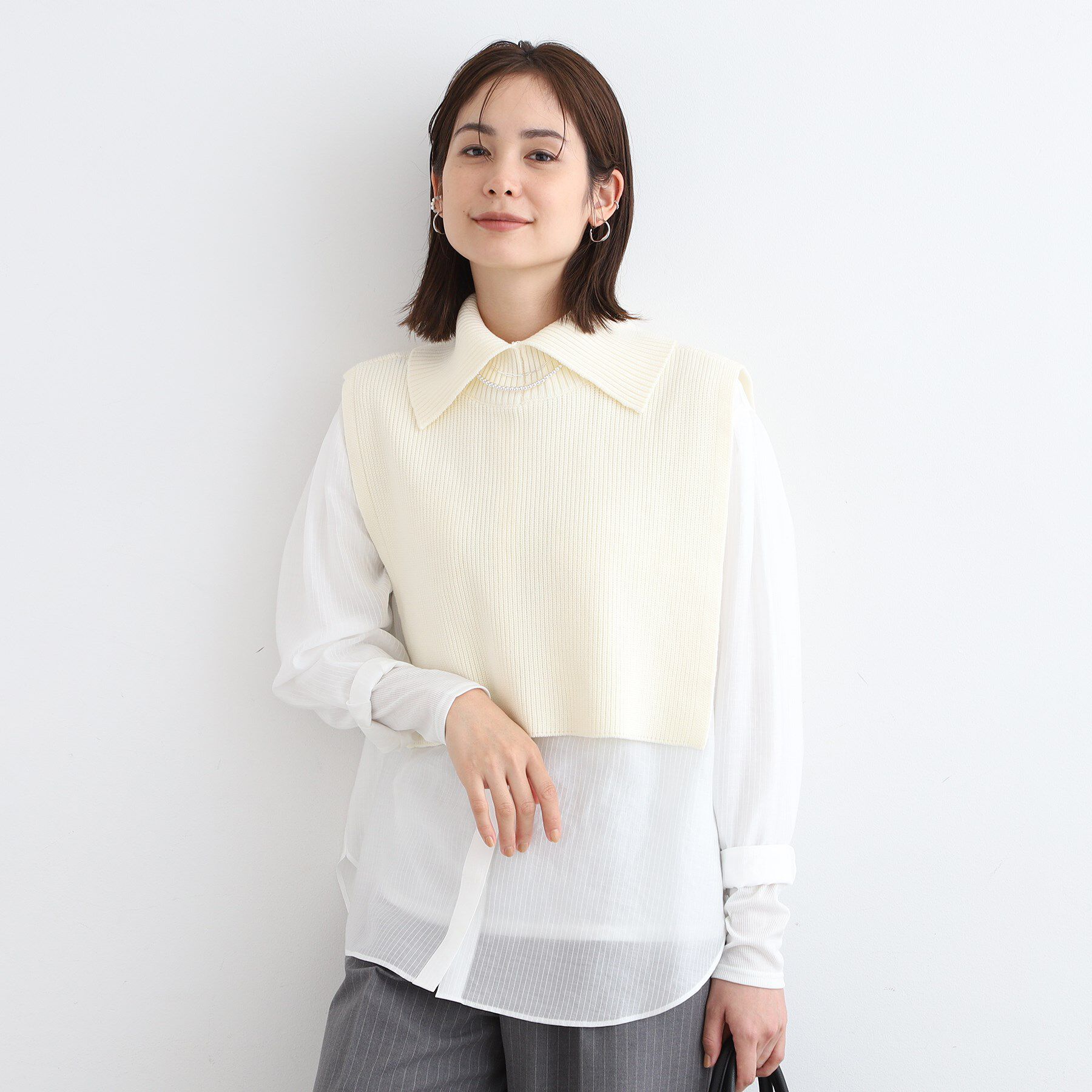 INDIVI「【洗える／2WAY】タートルネックニットケープ」|ニット・セーター|オフホワイト(003