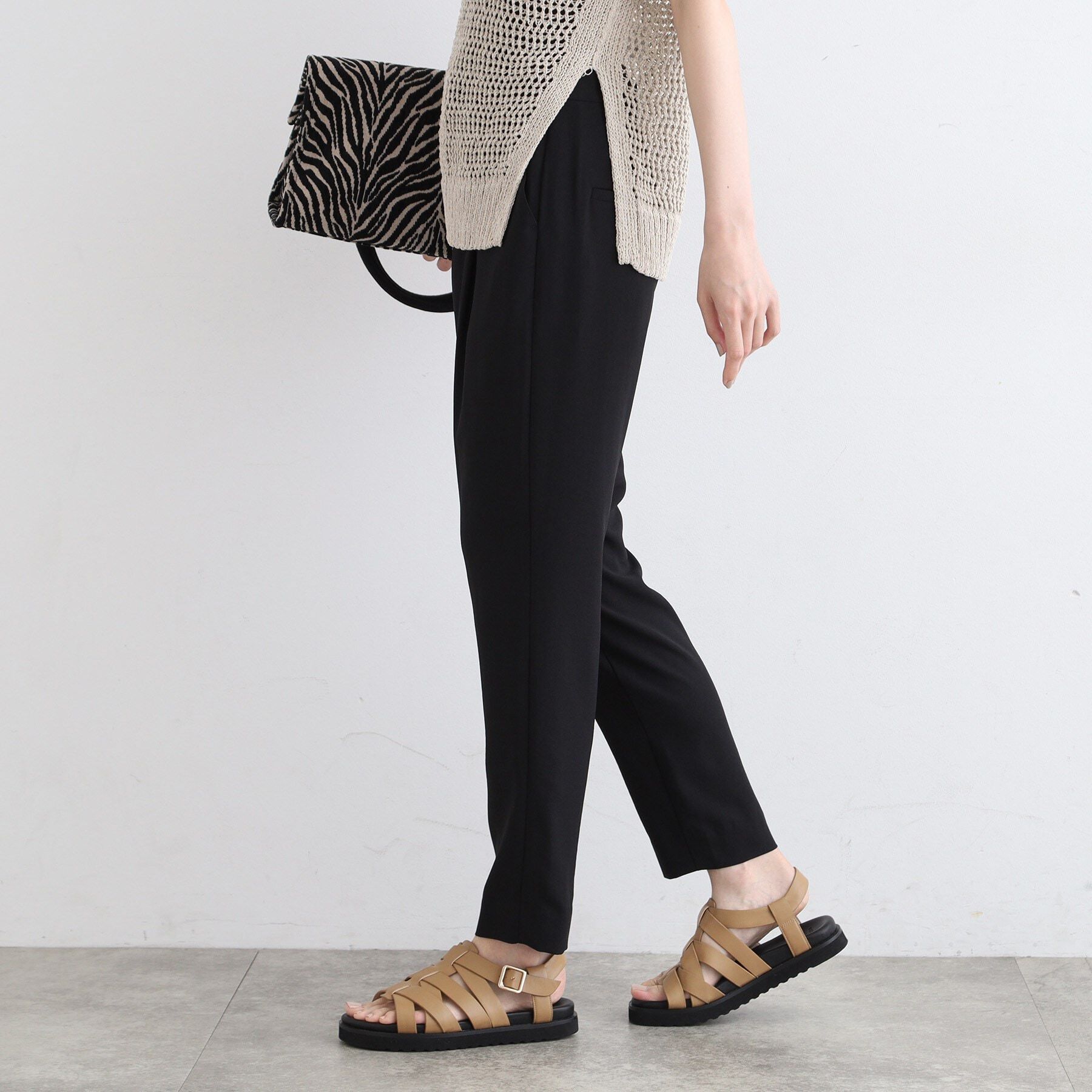 INDIVI「【洗える／UVケア／SETUP可能】ラップ風テーパードパンツ」|その他|