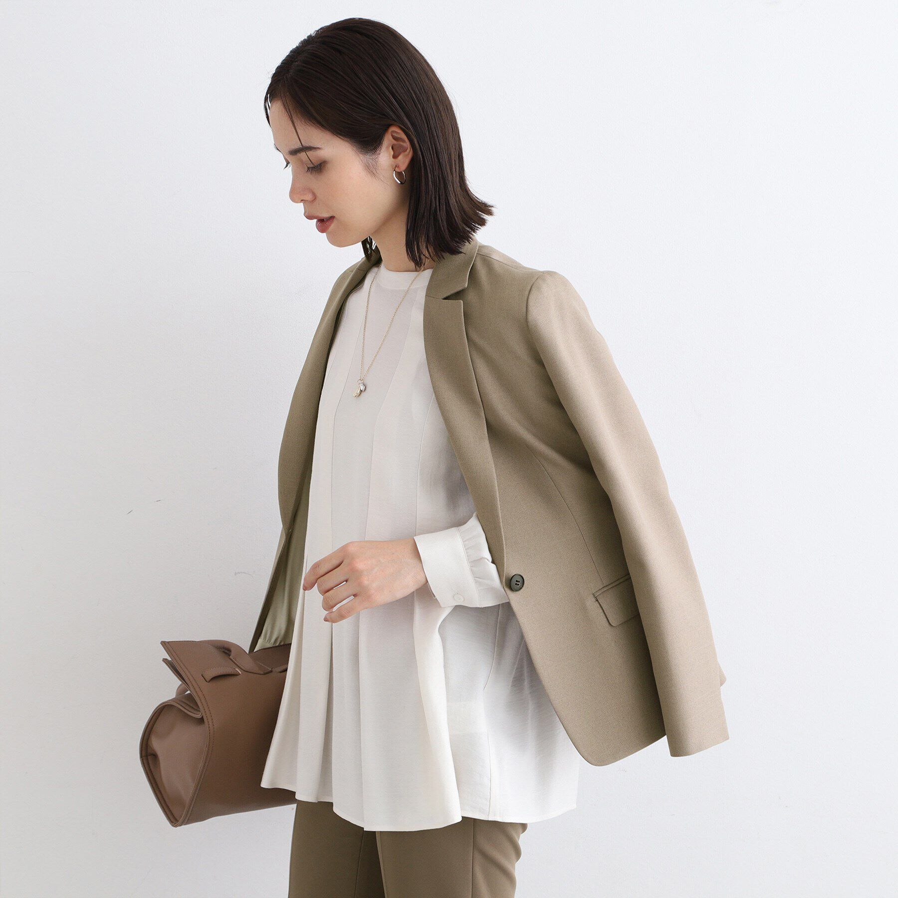 INDIVI「【洗える／UVケア／定番スーツ】ウール調テーラードカラージャケット」|スーツ|