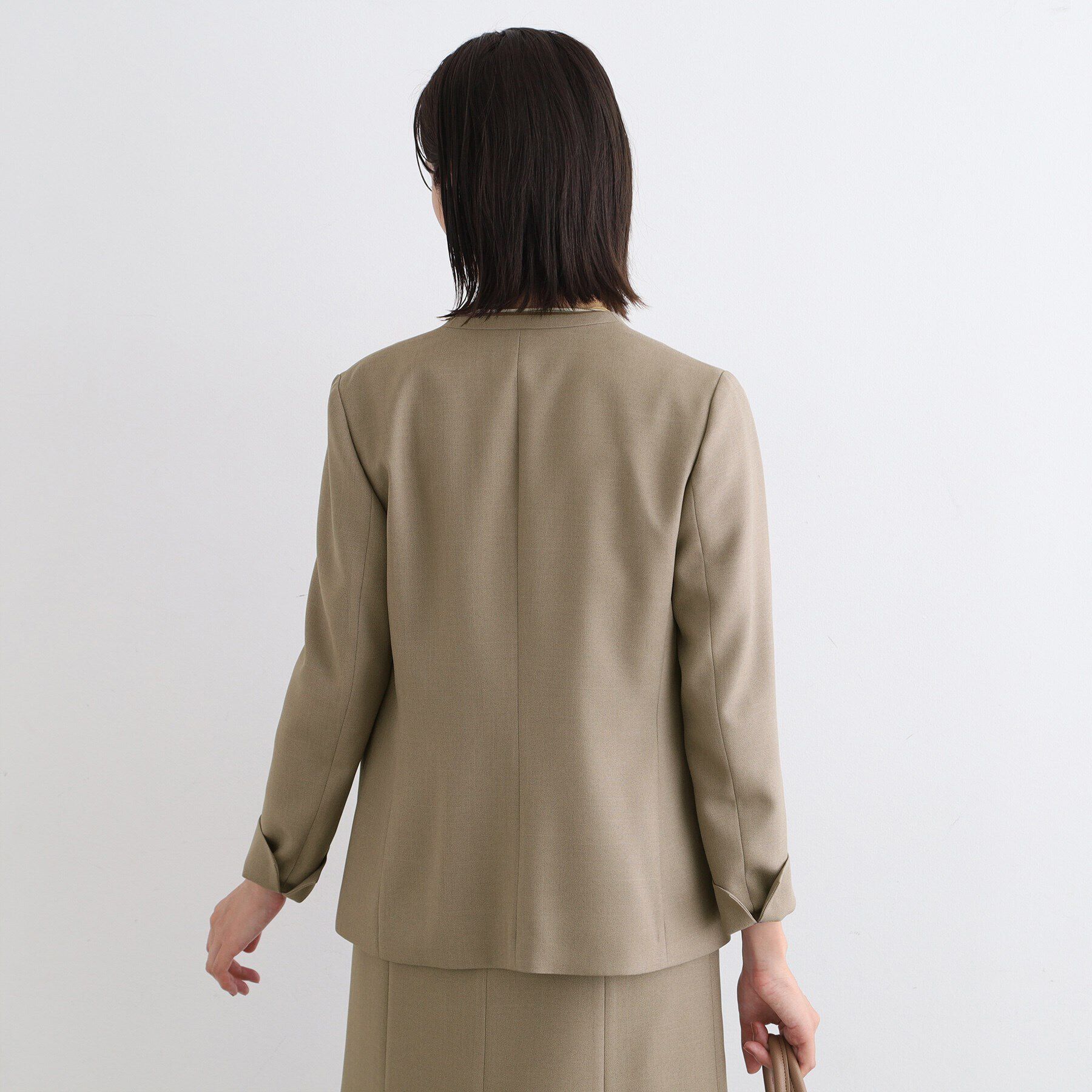 INDIVI「【洗える／UVケア／定番スーツ】ウール調ノーカラージャケット」|スーツ|