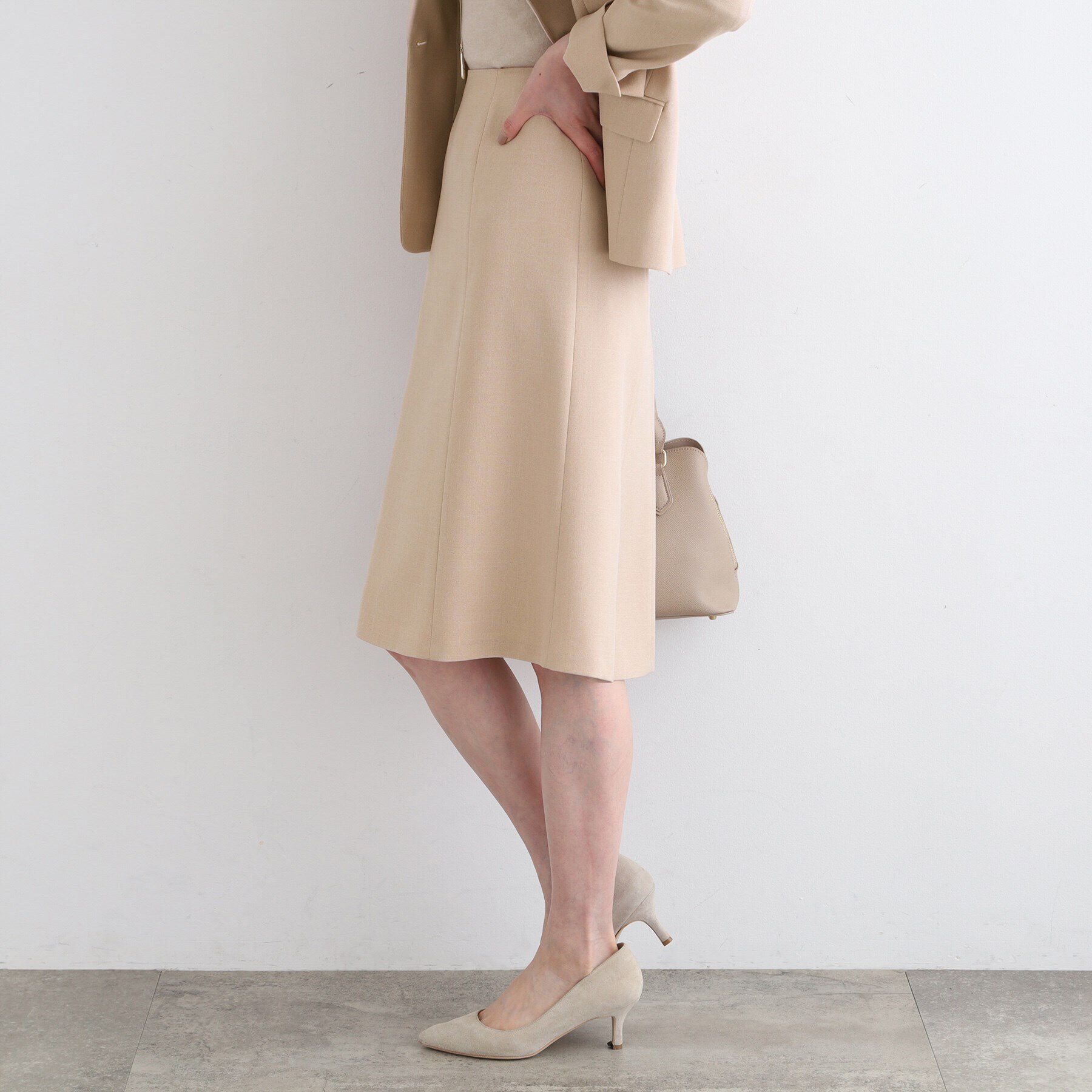 INDIVI「【洗える／UVケア／定番スーツ】ウール調セミフレアスカート」|スーツ|