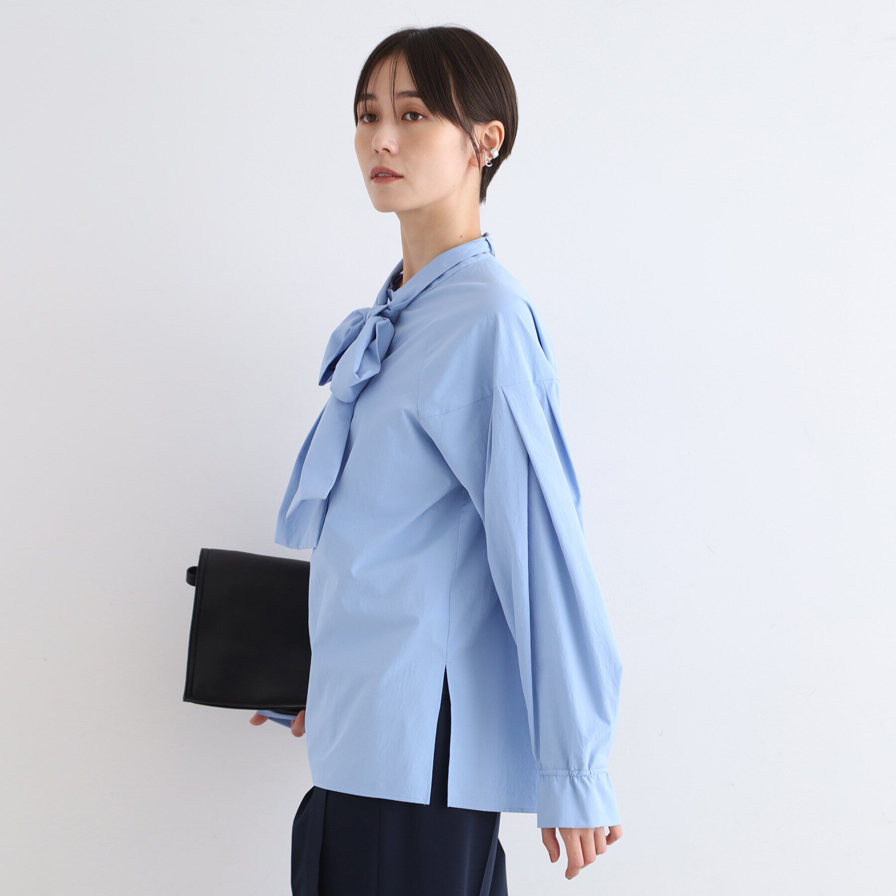 INDIVI「【洗える／2WAY】ボリュームスリーブ ボウタイブラウス」|シャツ・ブラウス|