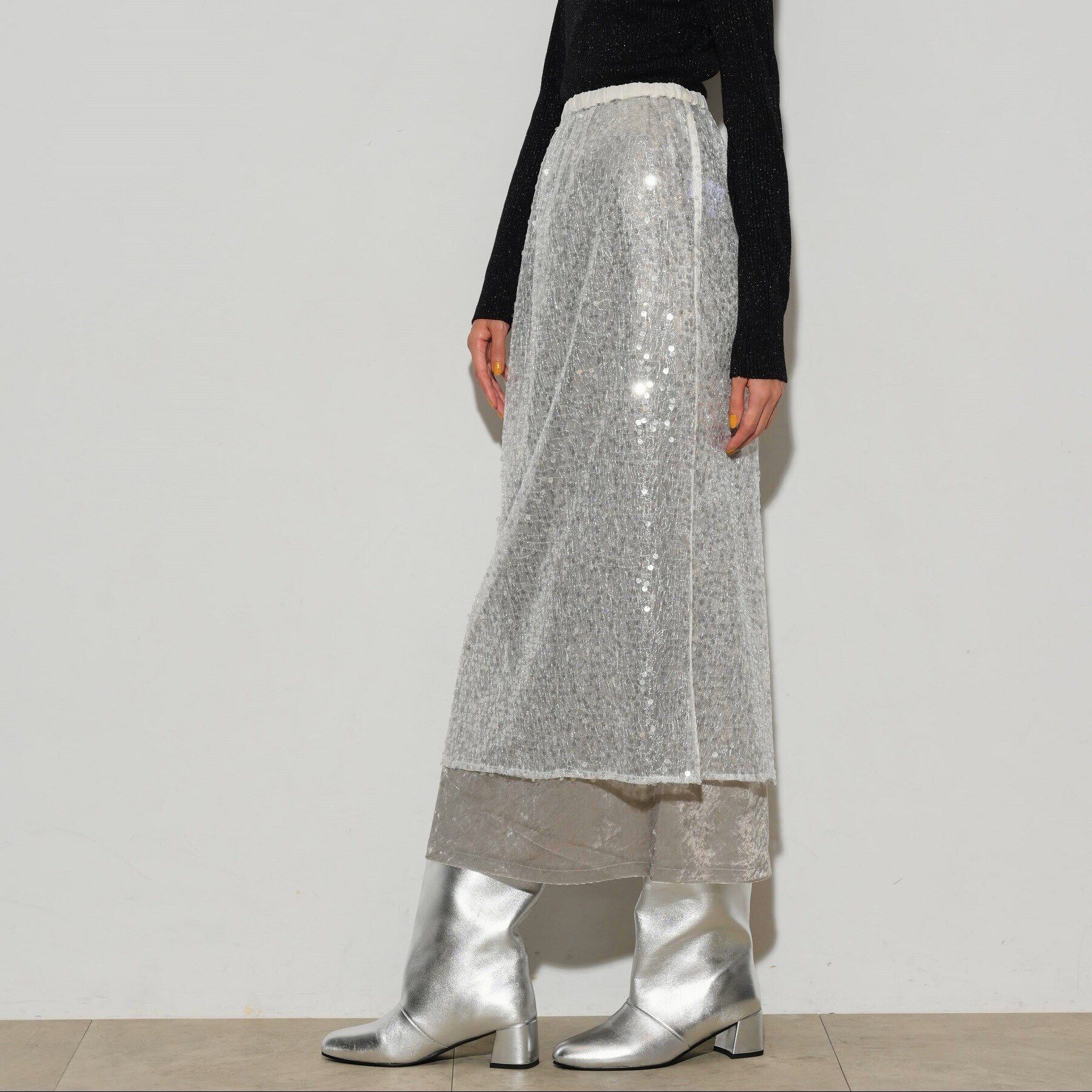 GALLEST「スパンコールレイヤードスカート」|スカート|ｼﾙﾊﾞｰ(006)