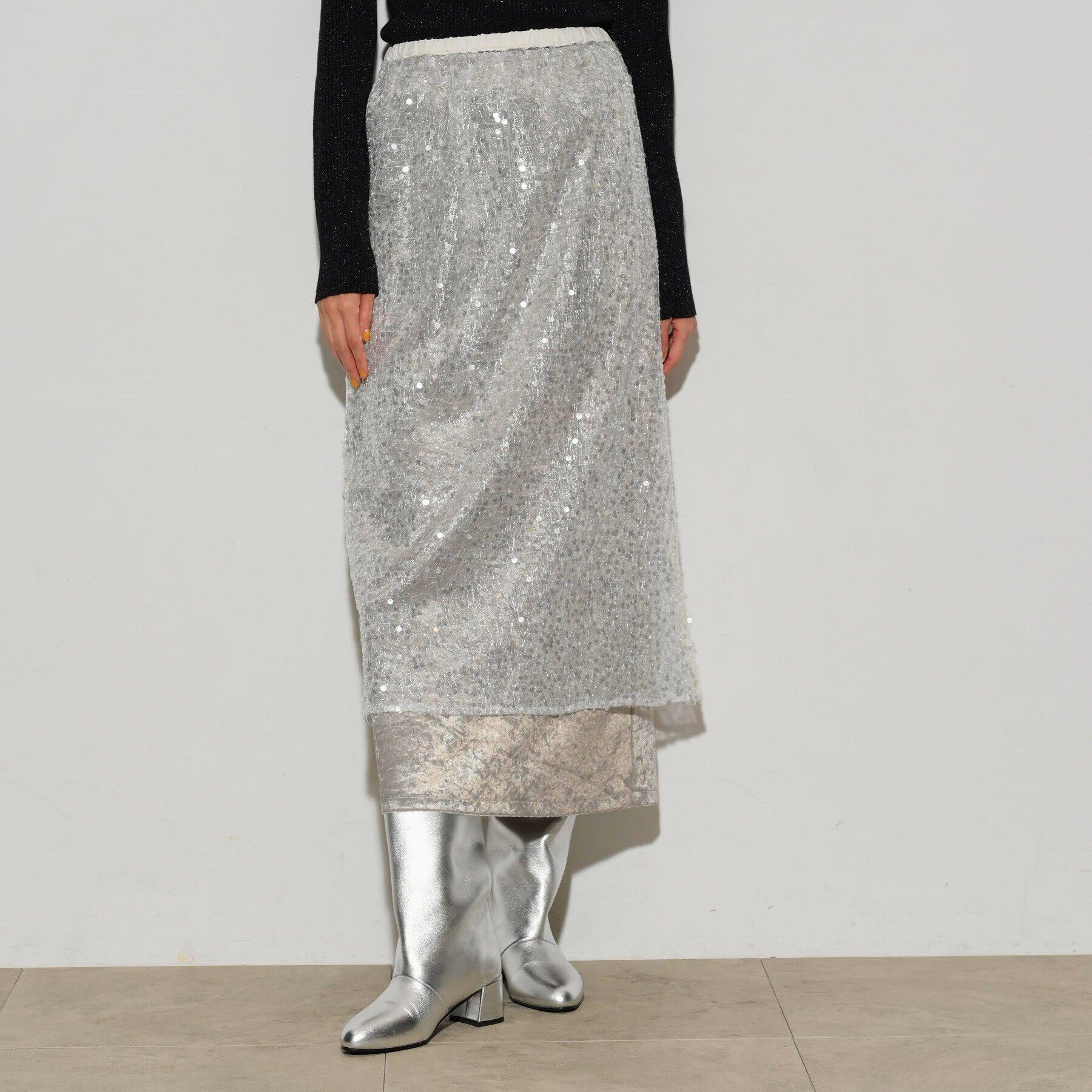 GALLEST「スパンコールレイヤードスカート」|スカート|