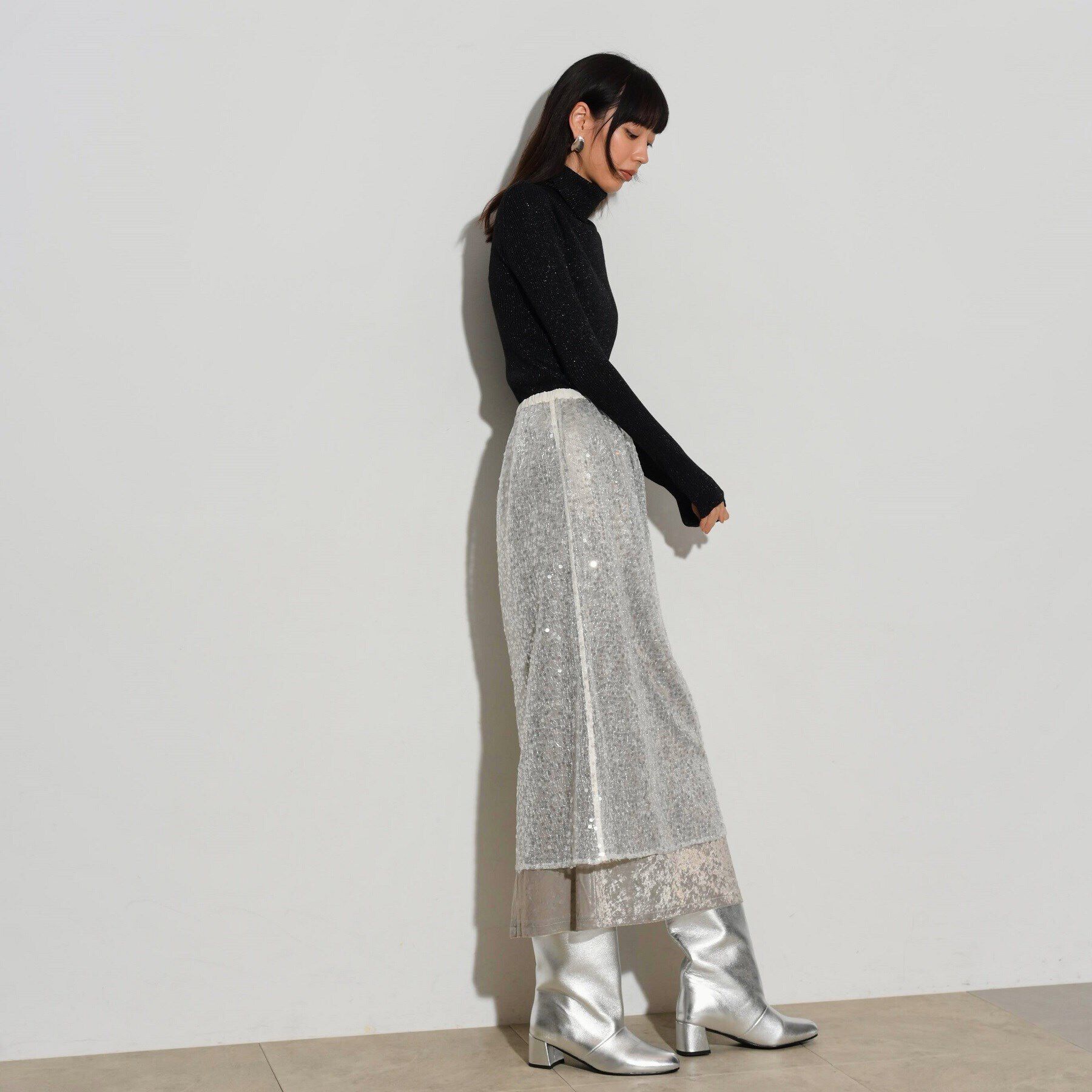 GALLEST「スパンコールレイヤードスカート」|スカート|