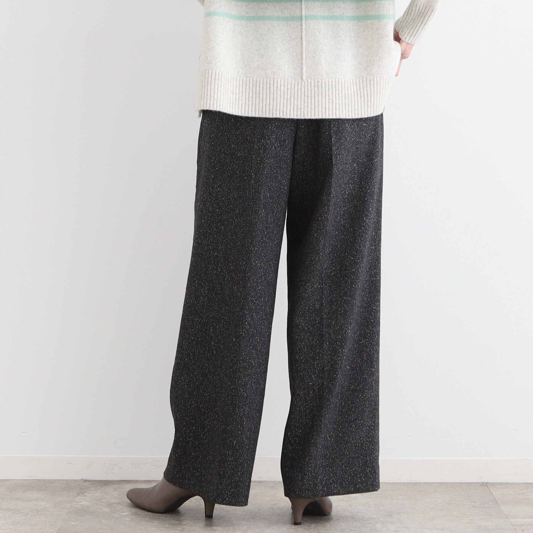 INDIVI「【ウール混】ネップヘリンボーン ワイドパンツ」|その他|