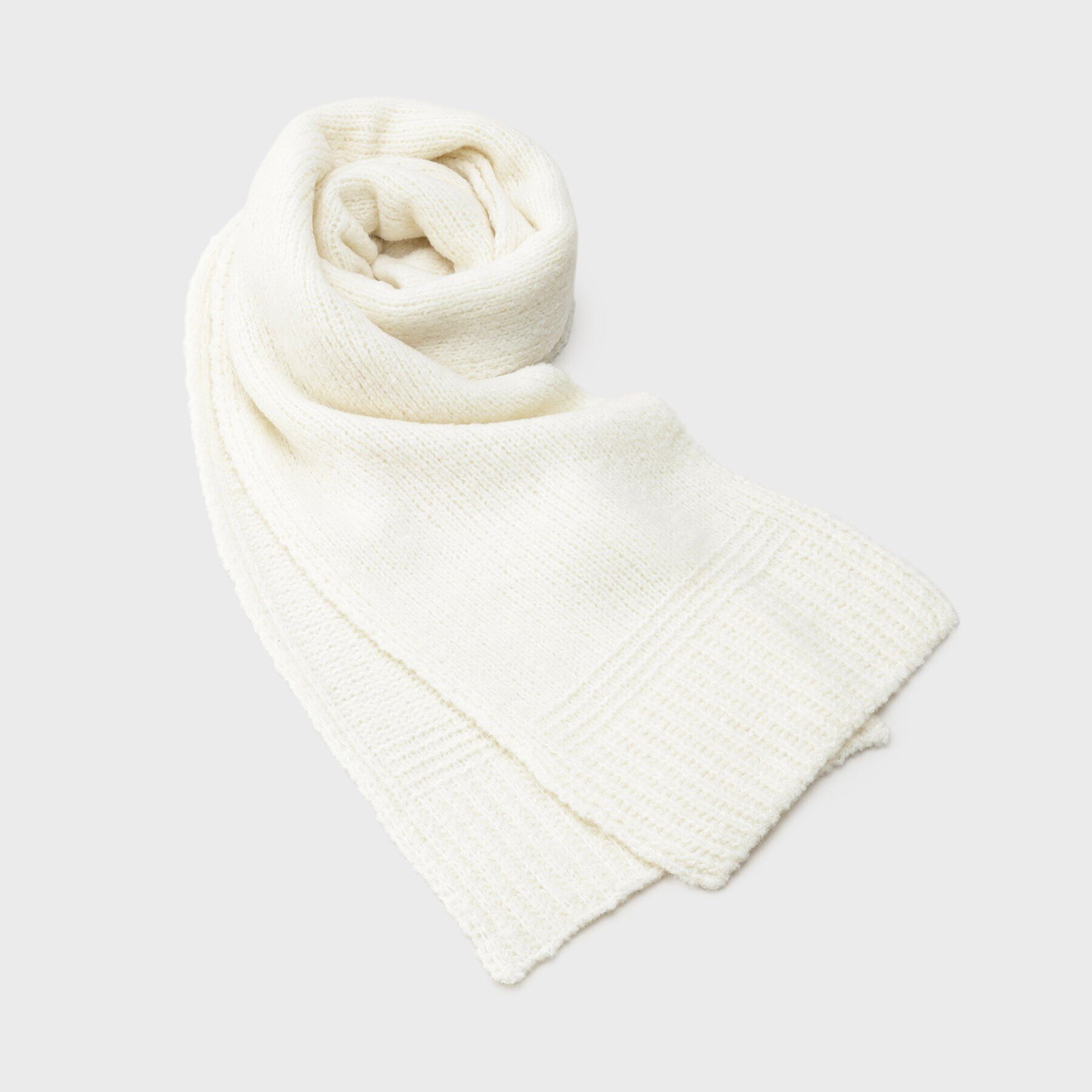 INDIVI「【ウール混／ブークレ】ループヤーン ニットマフラー」|ストール|オフホワイト(003