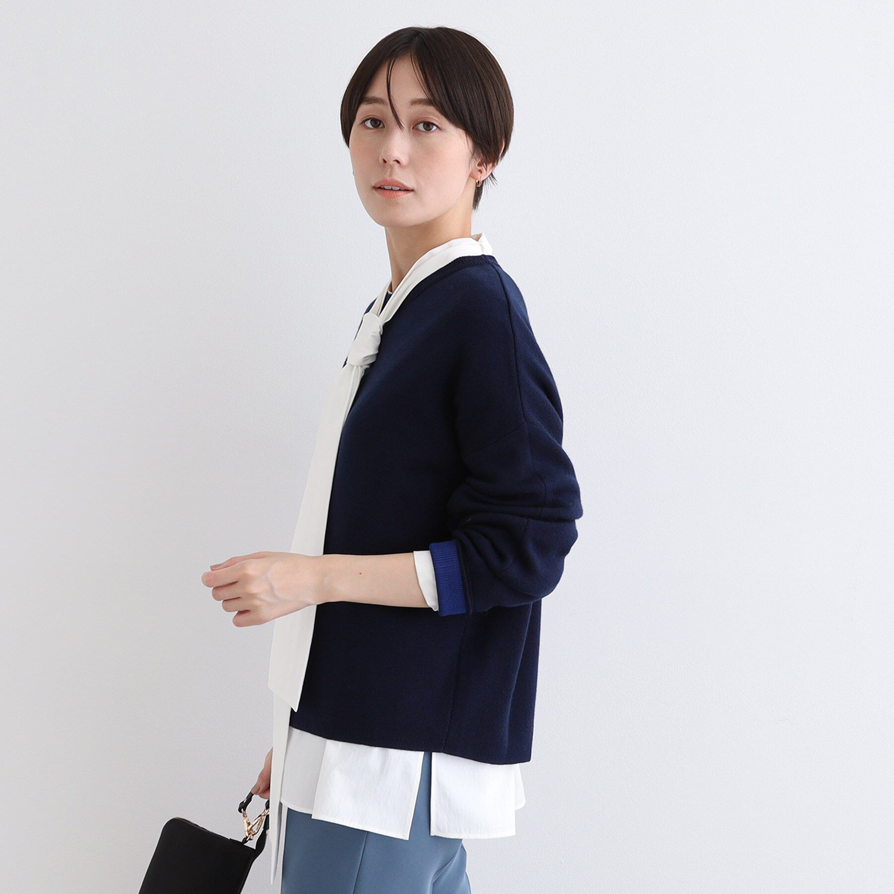 INDIVI「【ウール混／洗える】スウェットライク スムースニット」|ニット・セーター|