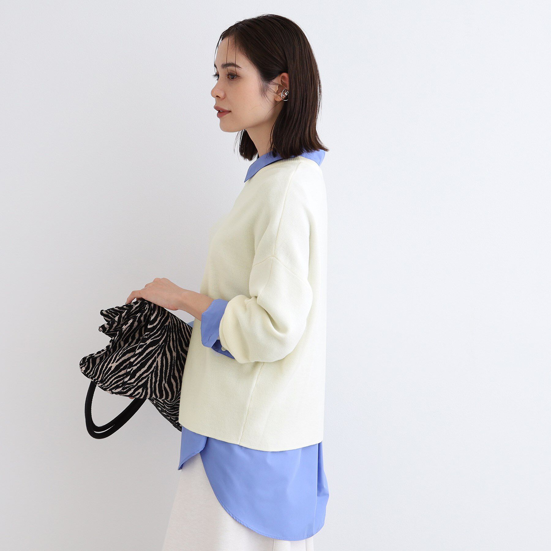 INDIVI「【ウール混／洗える】スウェットライク スムースニット」|ニット・セーター|