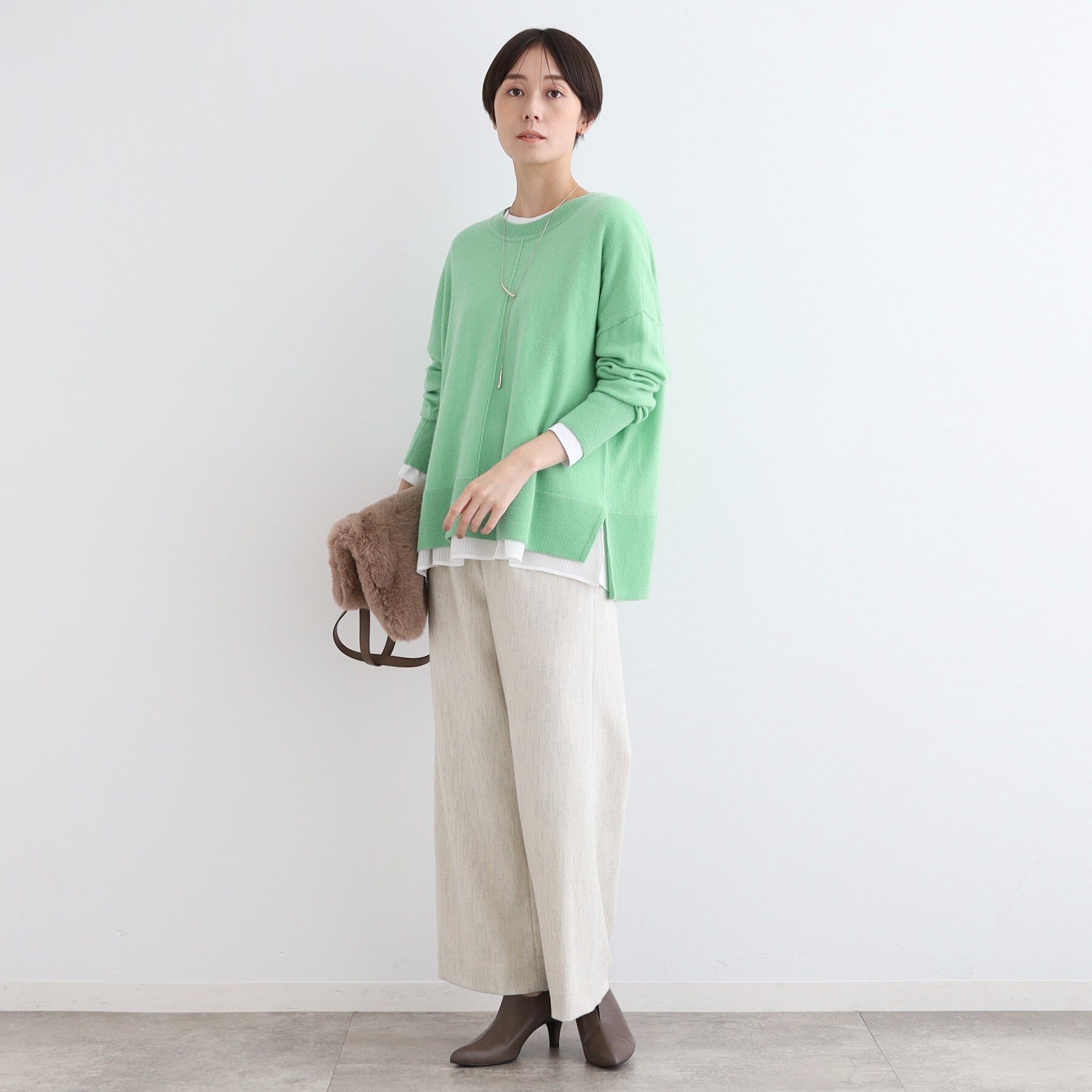 INDIVI「【カシミヤ混／洗える／リラックス】ワイドシルエットニット」|ニット・セーター|