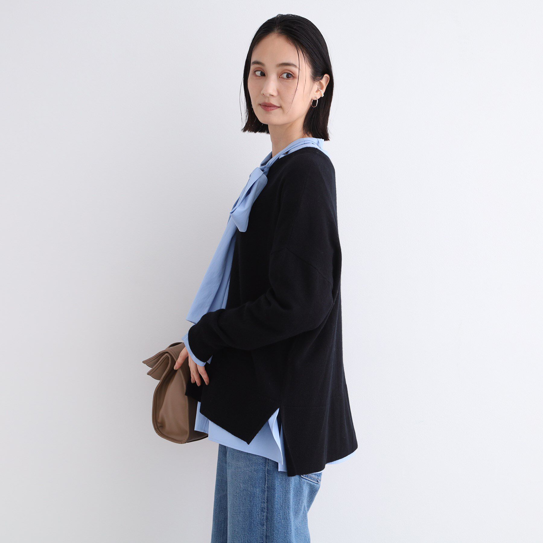 INDIVI「【カシミヤ混／洗える／リラックス】ワイドシルエットニット」|ニット・セーター|