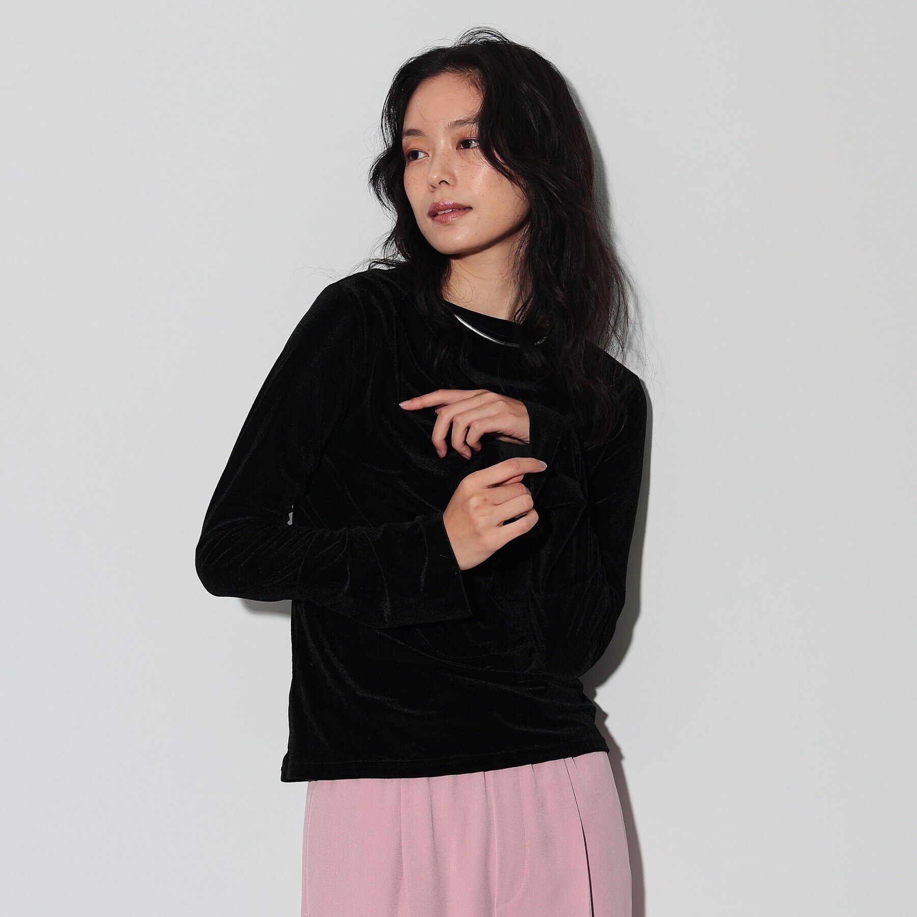 GALLEST「カシュクールベロア」|Tシャツ・カットソー|ブラック(019)