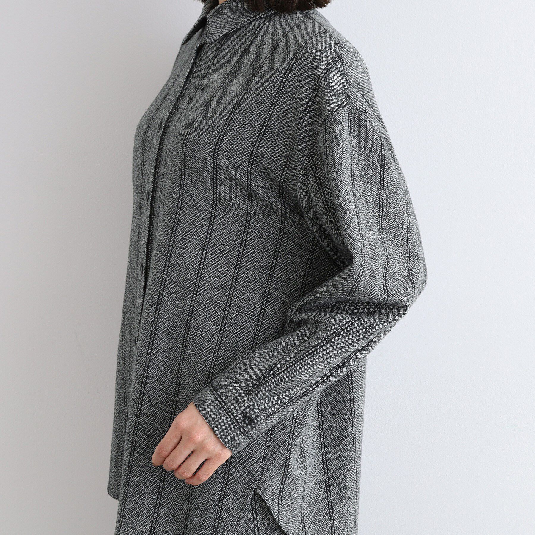 INDIVI「【日本製／インポート素材／SETUP可能】ストライプ柄ビックシャツ」|シャツ・ブラウス|