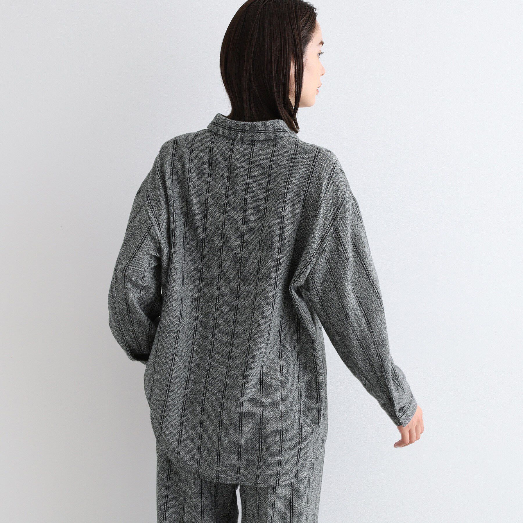 INDIVI「【日本製／インポート素材／SETUP可能】ストライプ柄ビックシャツ」|シャツ・ブラウス|