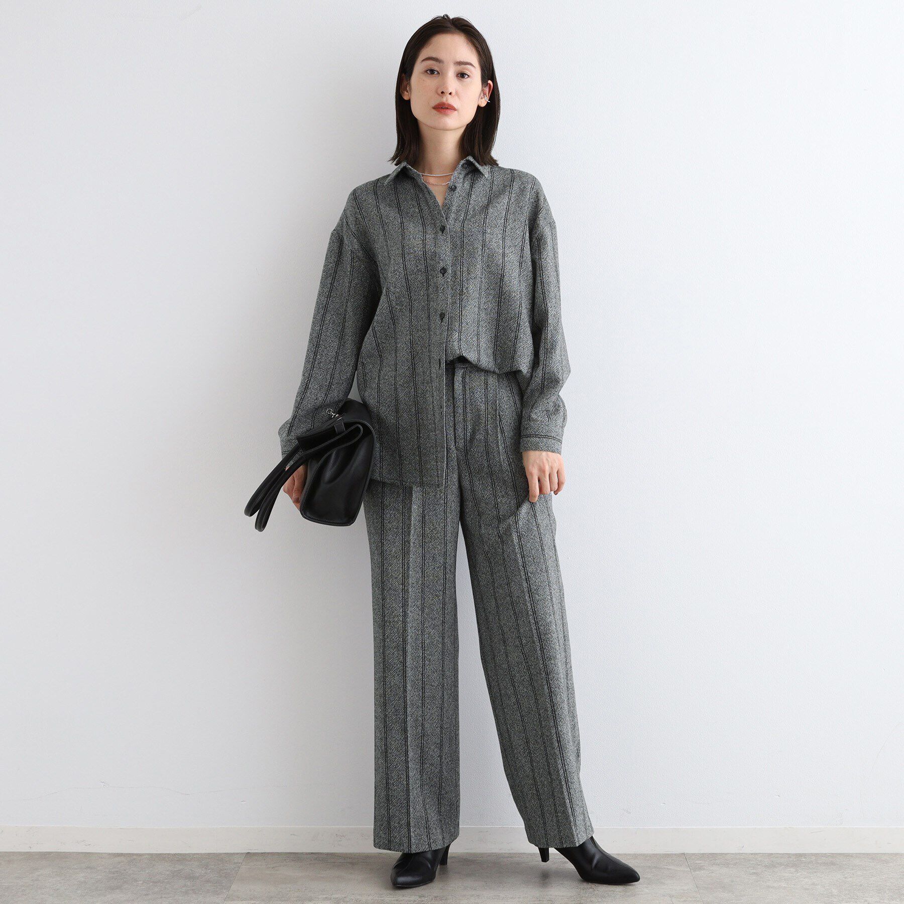 INDIVI「【日本製／インポート素材／SETUP可能】ストライプ柄ビックシャツ」|シャツ・ブラウス|