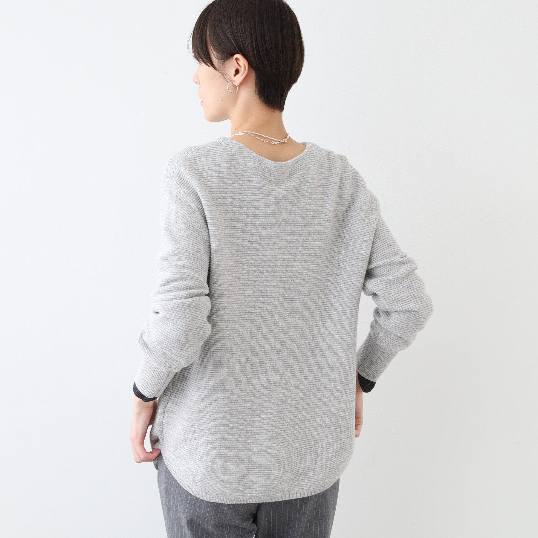 INDIVI「【カシミヤ混／洗える／ラメ】ボートネックニット」|ニット・セーター|