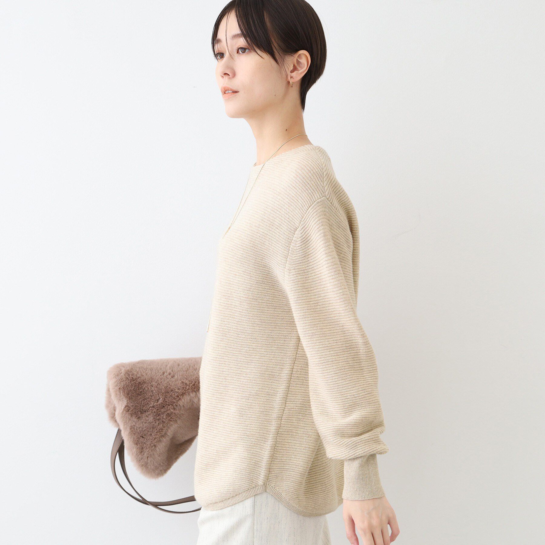 INDIVI「【カシミヤ混／洗える／ラメ】ボートネックニット」|ニット・セーター|