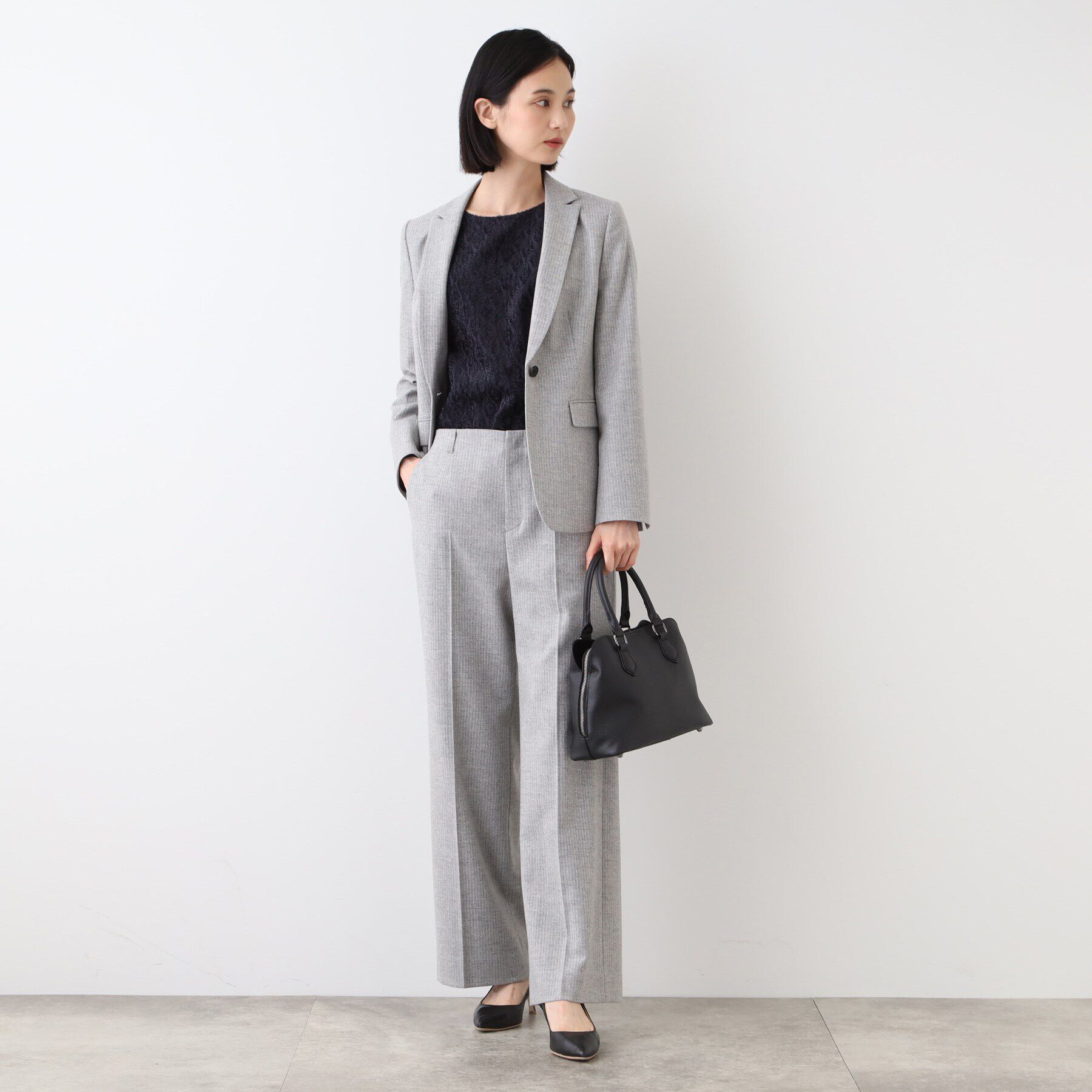 INDIVI「【日本製／SETUP可能／インポート素材】ストライプテーラードジャケット」|テーラードジャケット|