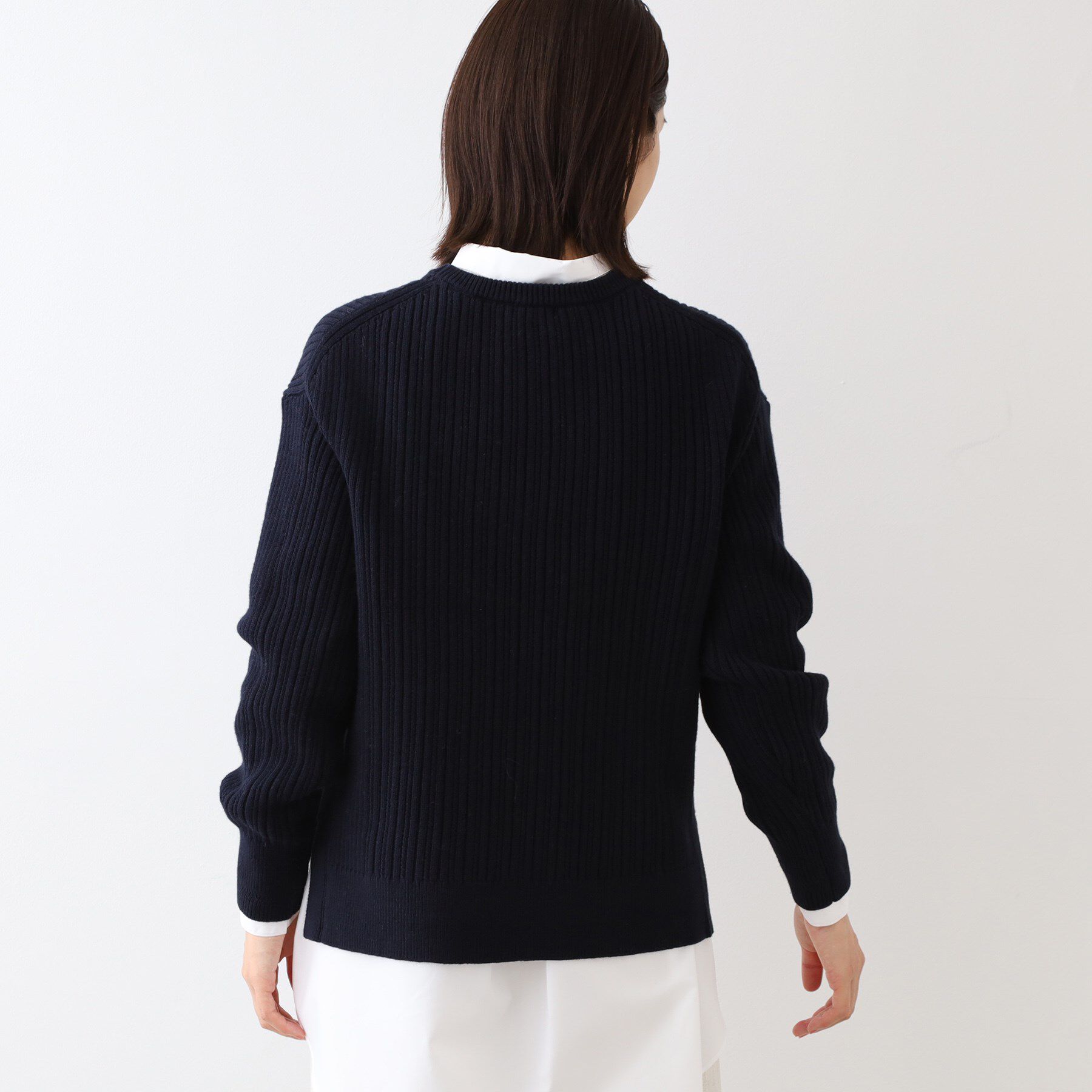 INDIVI「【コットン混／洗える】ミニケーブル柄ニット」|ニット・セーター|