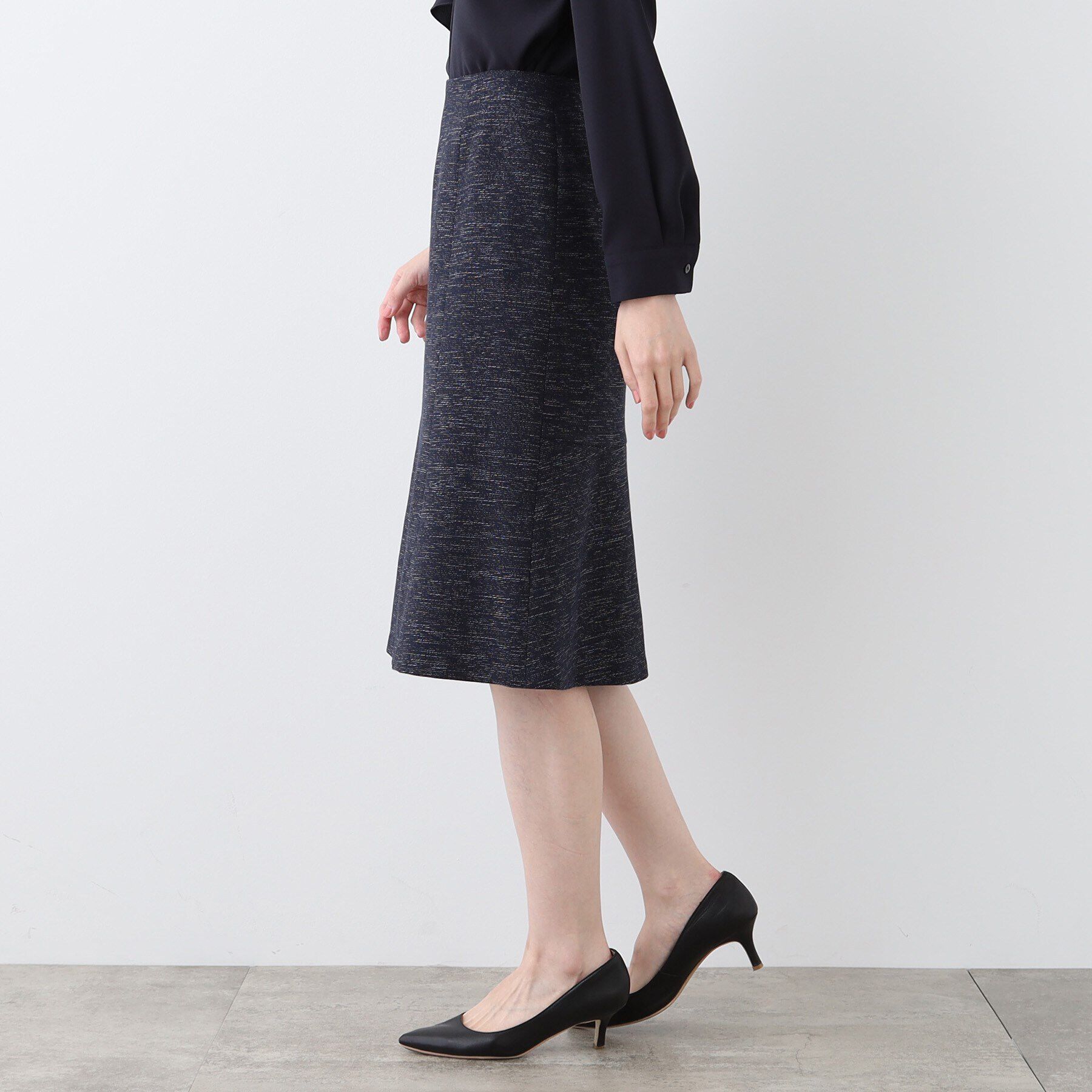 INDIVI「【洗える】ストレッチツィ―ドセミフレアスカート」|スカート|