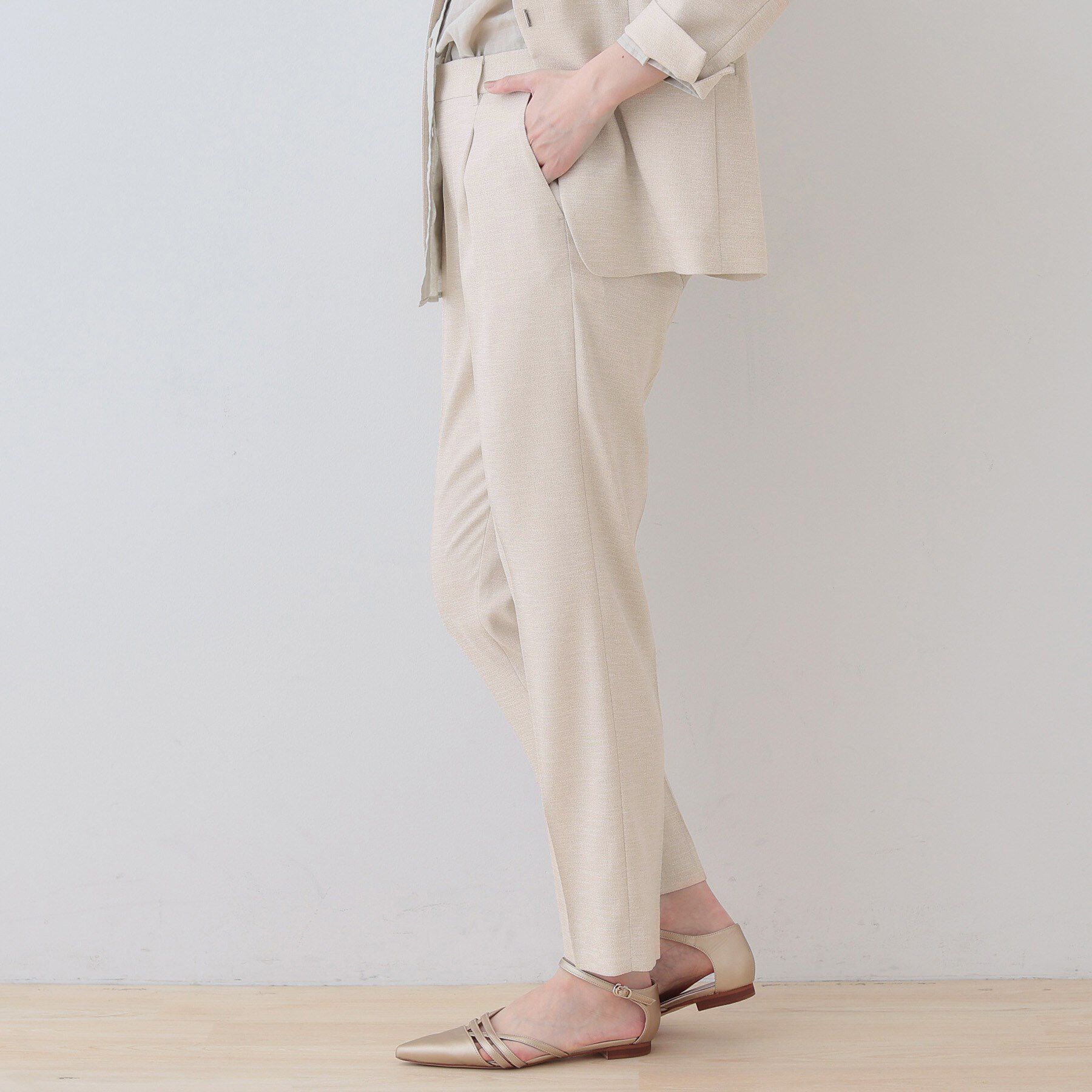 INDIVI「【こなれSETUP】リネンライクテーパードパンツ」|その他|