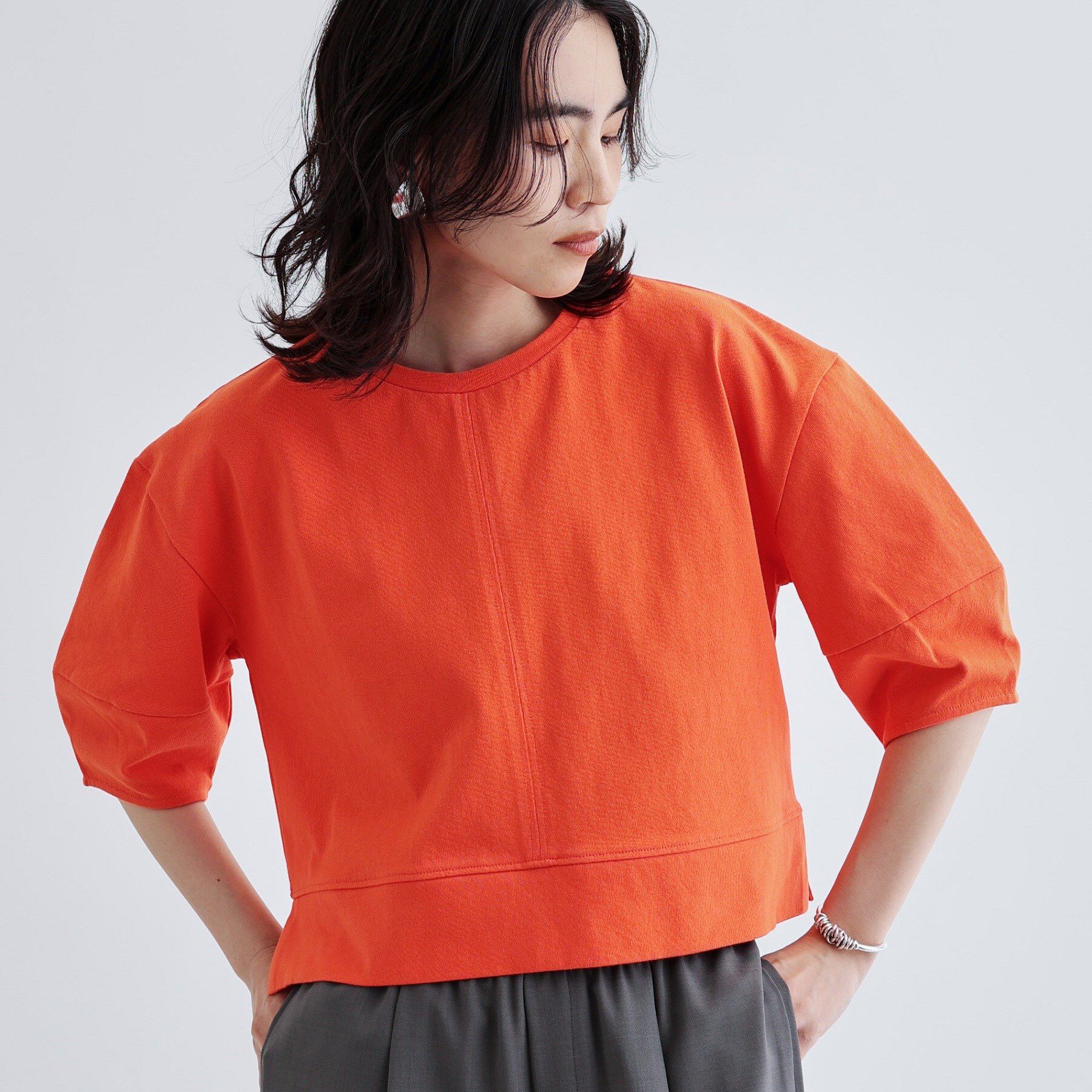 GALLEST「【再入荷】フォルムスリーブカットソー」|Tシャツ・カットソー|オレンジ(065)