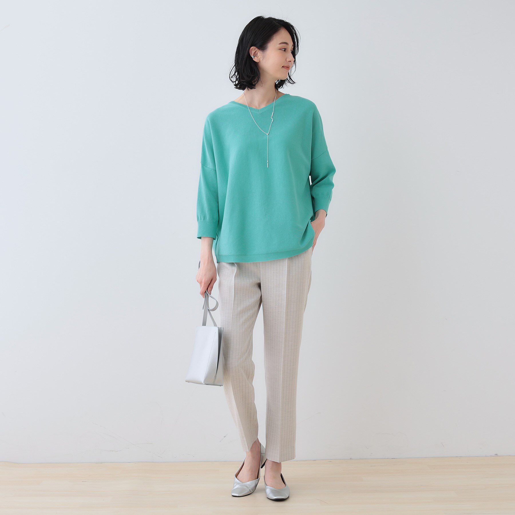 INDIVI「【洗える】コットンリネン ドルマンニット」|ニット・セーター|