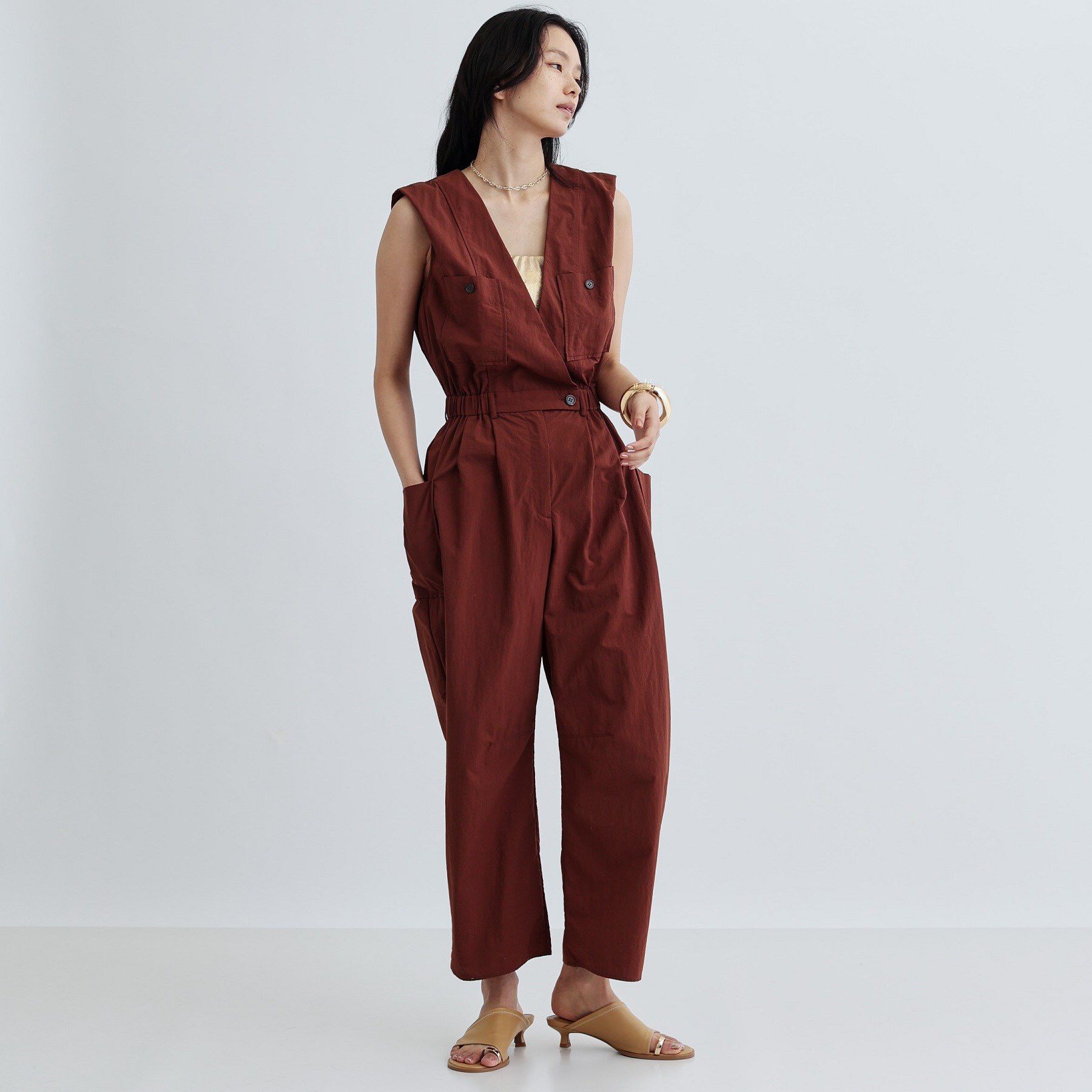 GALLEST「Vネックオーバーオール」|オールインワン|