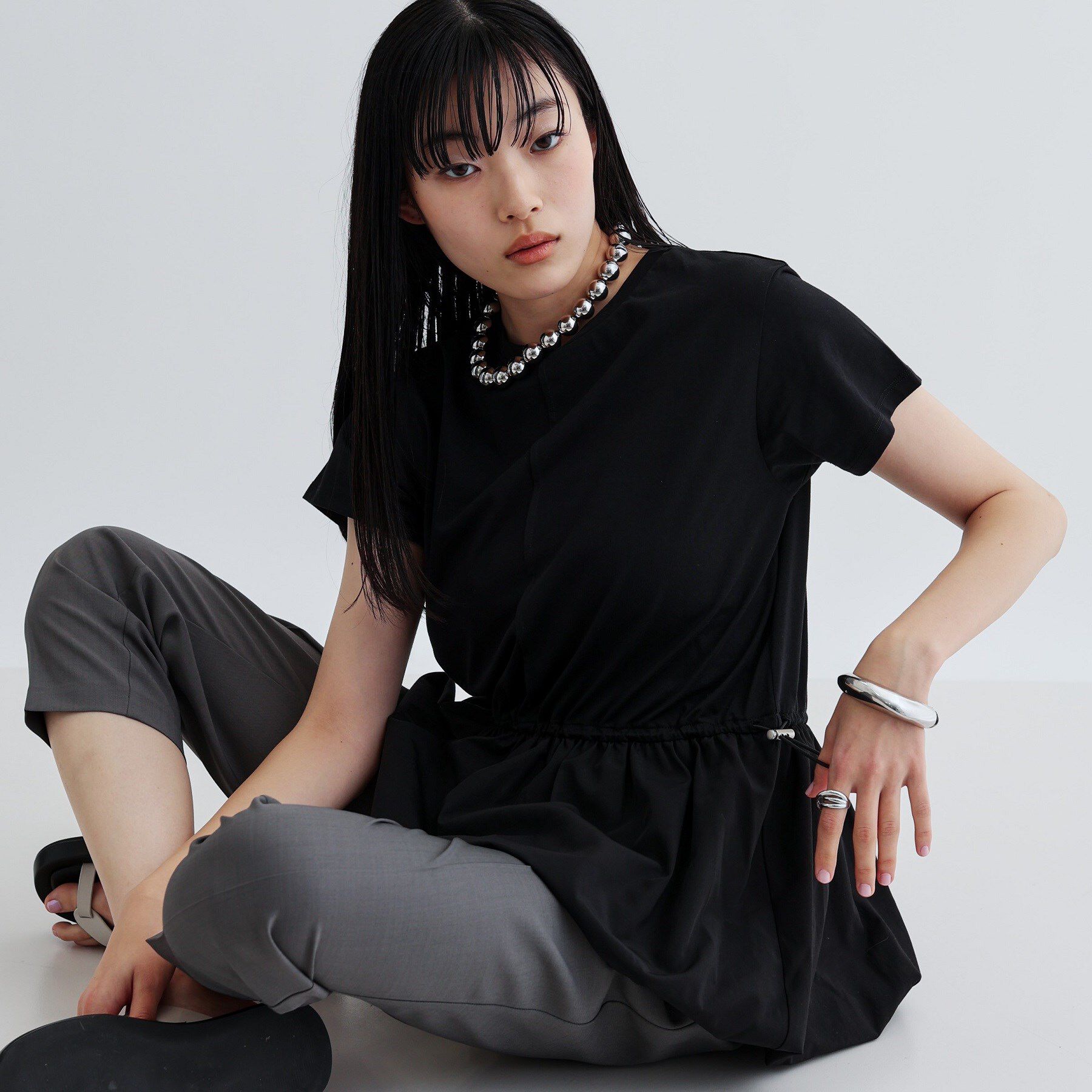 GALLEST「スピンドルペプラムカットソー」|Tシャツ・カットソー|ブラック(019)