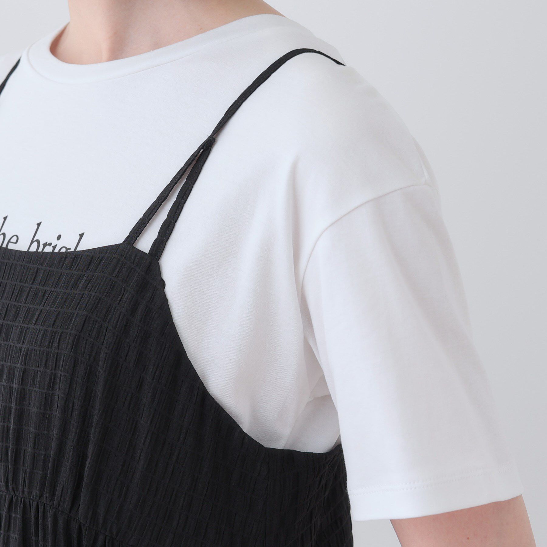 INDIVI「【洗える／凹凸素材】シャーリング調素材キャミワンピース」|ワンピース|