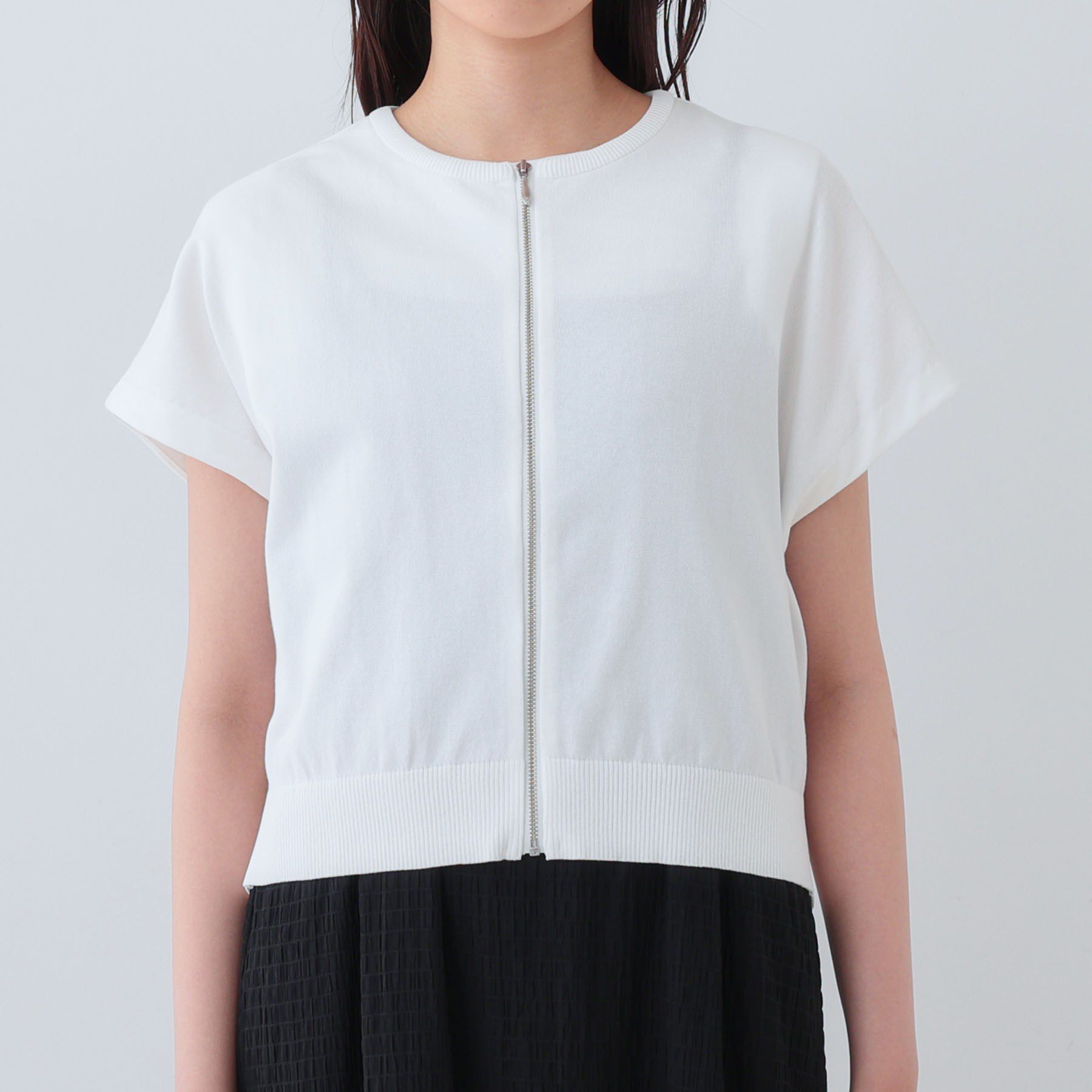 INDIVI「【洗える】ブルゾン風ジップニットベスト」|ニット・セーター|