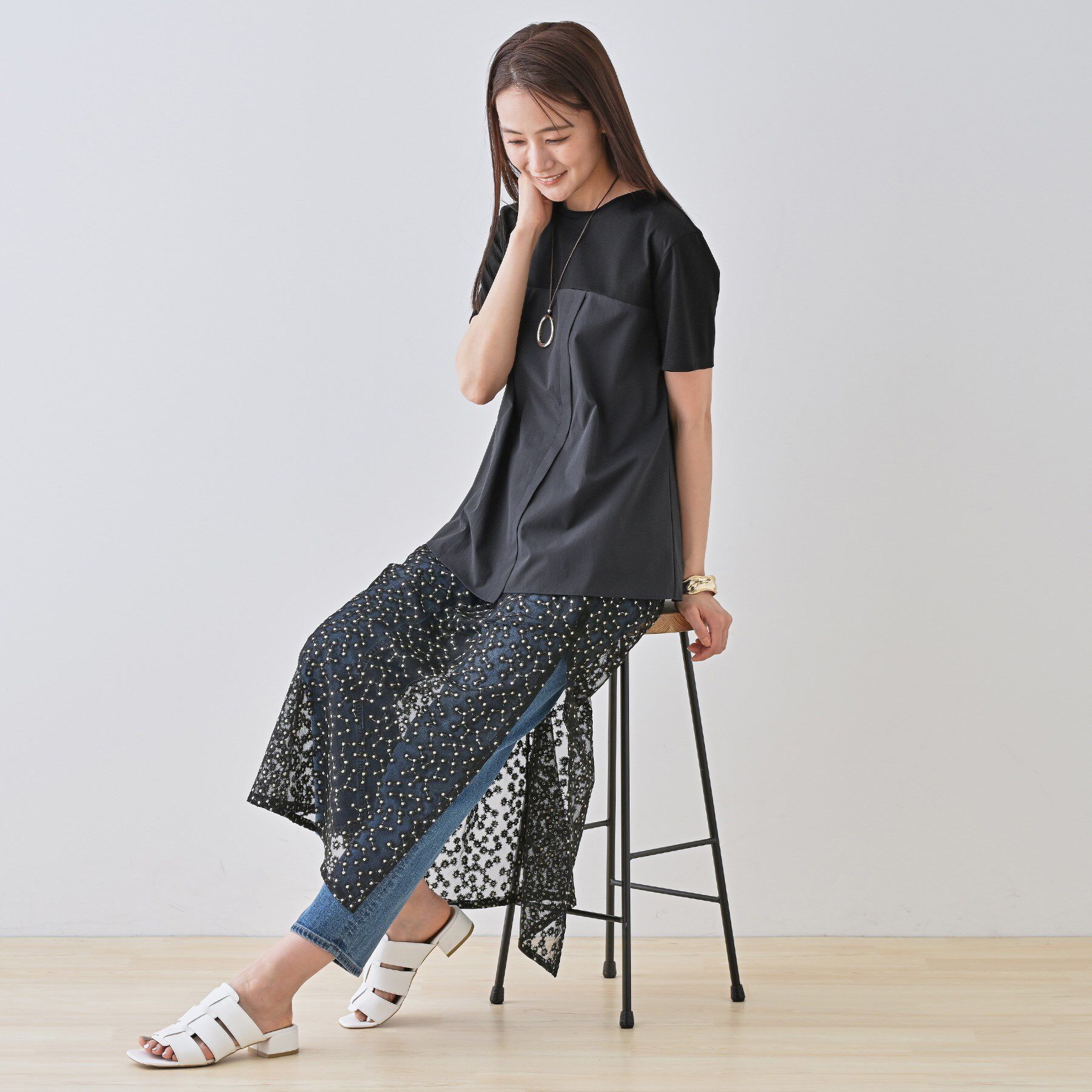 INDIVI「【洗える】ビスチェレイヤード風トップス」|Tシャツ・カットソー|